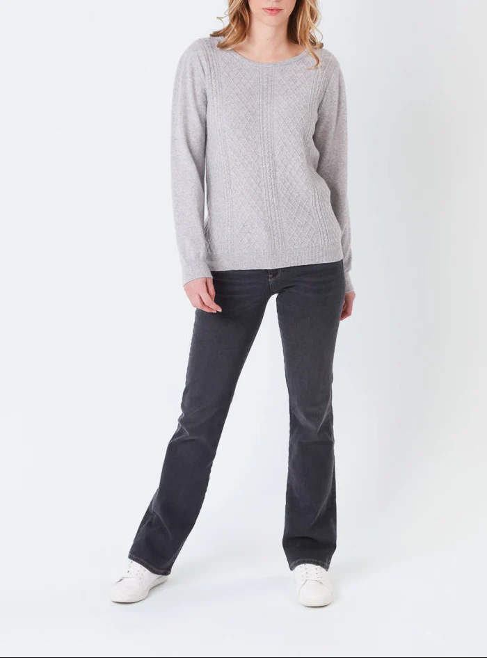 Pull femme cachemire et laine gris nacré