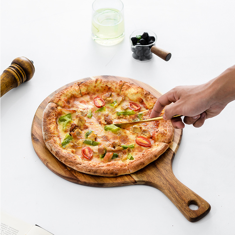 Acacia Wood Pizza Plate Western-style Food Steak and Bread Plate Acacia Wooden Tray