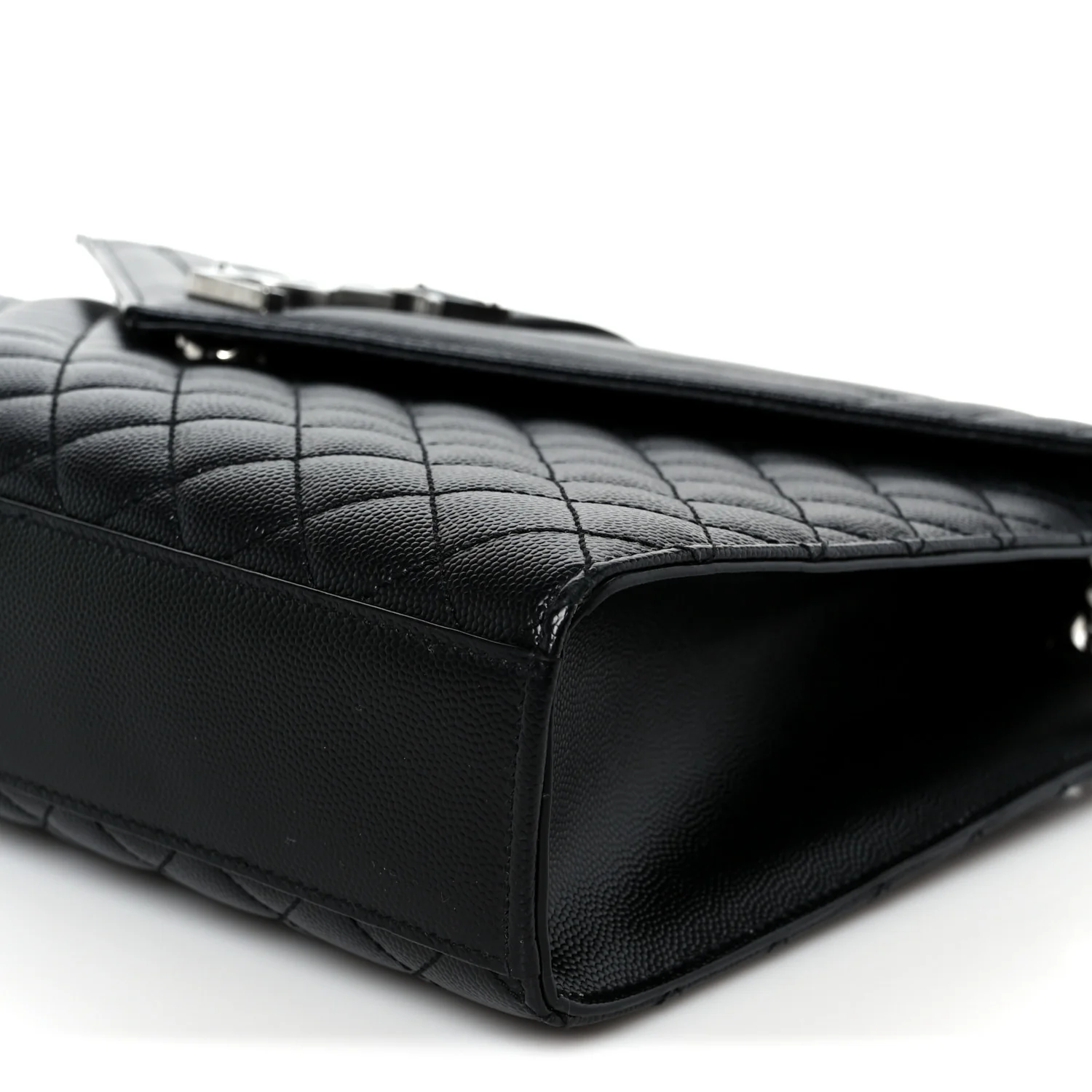Grain De Poudre Textured Mixed Matelasse Large Triquilt Monogram Satchel Black