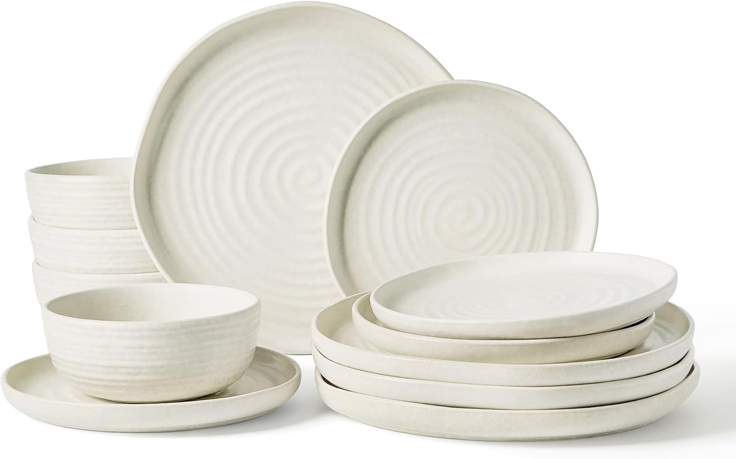 Famiware Milkyway 12-Piece Stoneware Dinnerware Set, White
