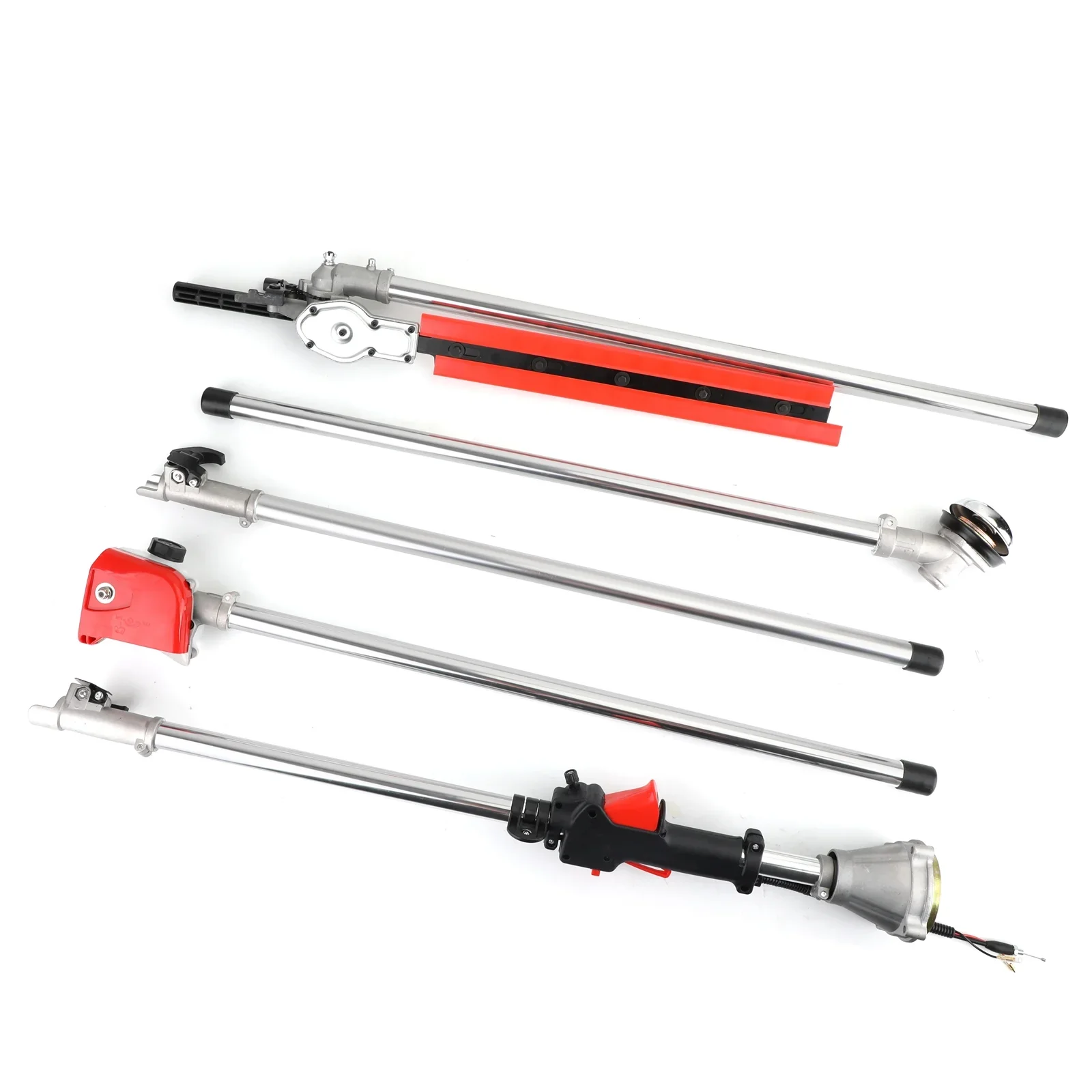 TOPTENG 52cc 2 Stroke 5 in 1 Gas Engine Multi Garden Tool, Hedge & String Trimmer, Brush Cutter, Edger, Pole Saw Chainsaw Pruner with Extension Pole, Trimming Combo Brushcutter Kit for Yard Lawn Care