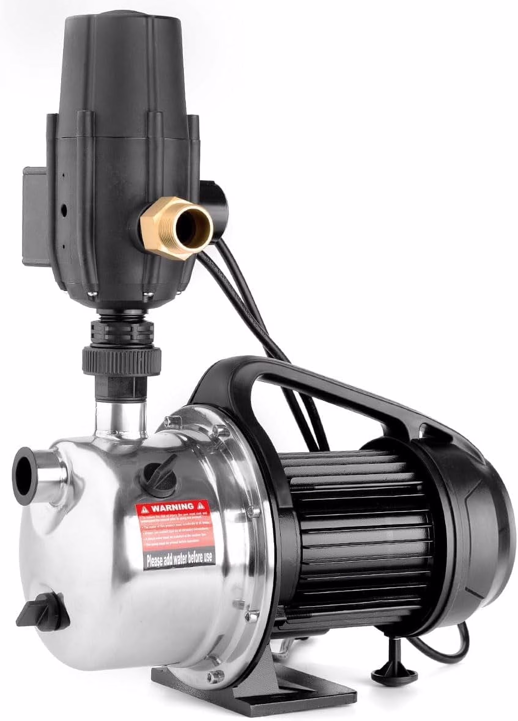 XtremepowerUS 1.6HP Portable Shallow Well Pump, 1268 GPH 120V With Controller, Stainless Steel, For Sprinkler, Irrigation, Garden, Lawn Water Transfer