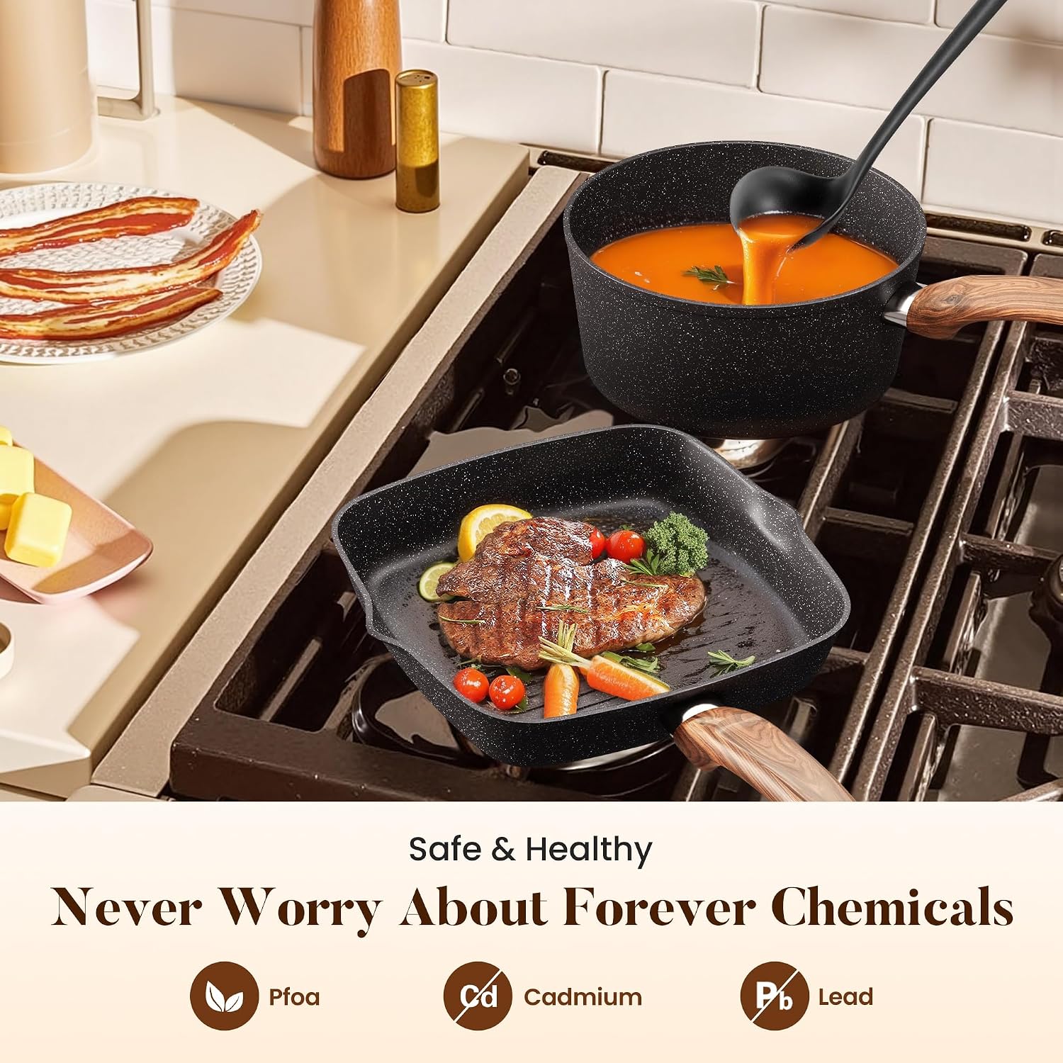 Kitchen Academy Induction Cookware & Bakeware Set, 30pcs Pots and Pans Set