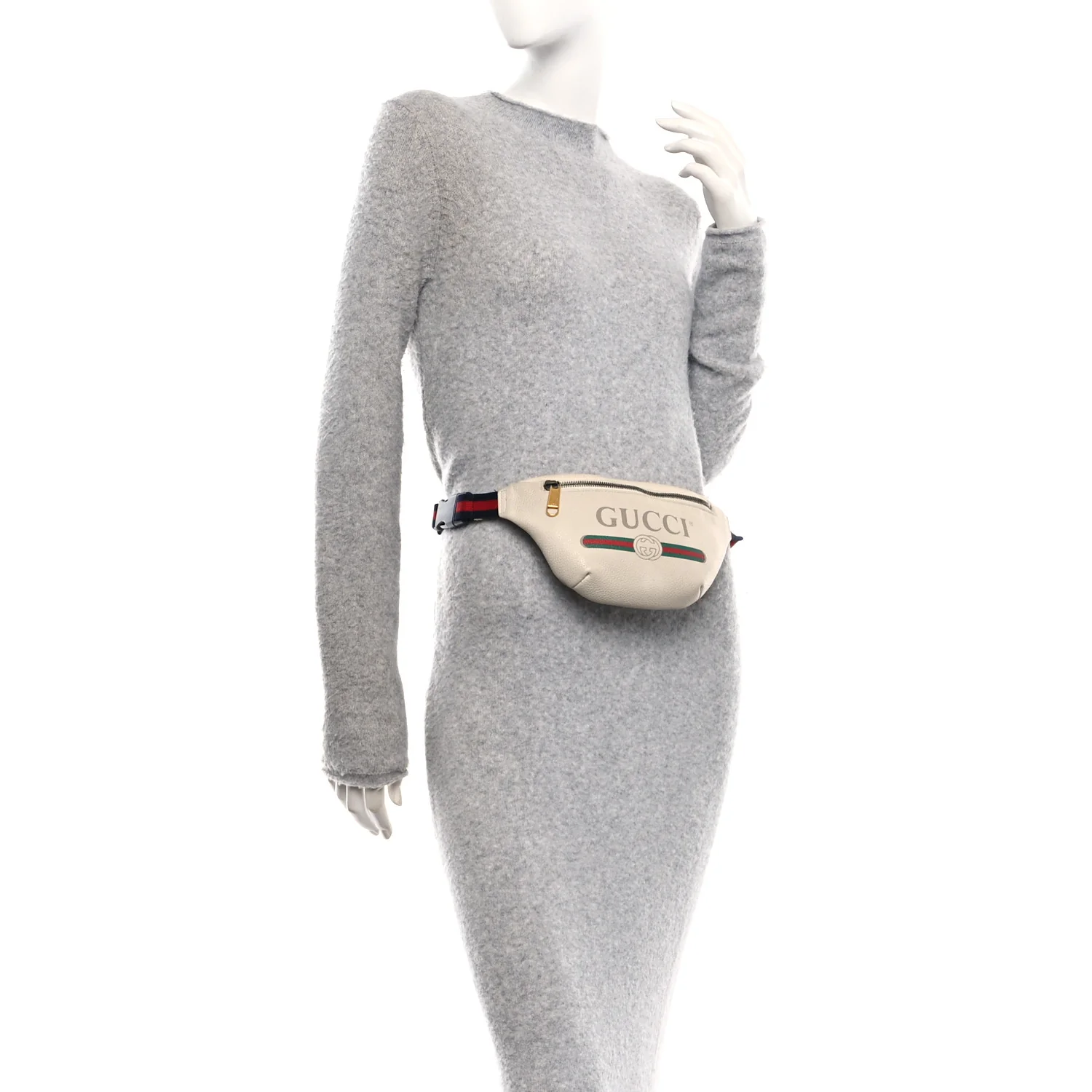 Grained Calfskin Small Logo Belt Bag White