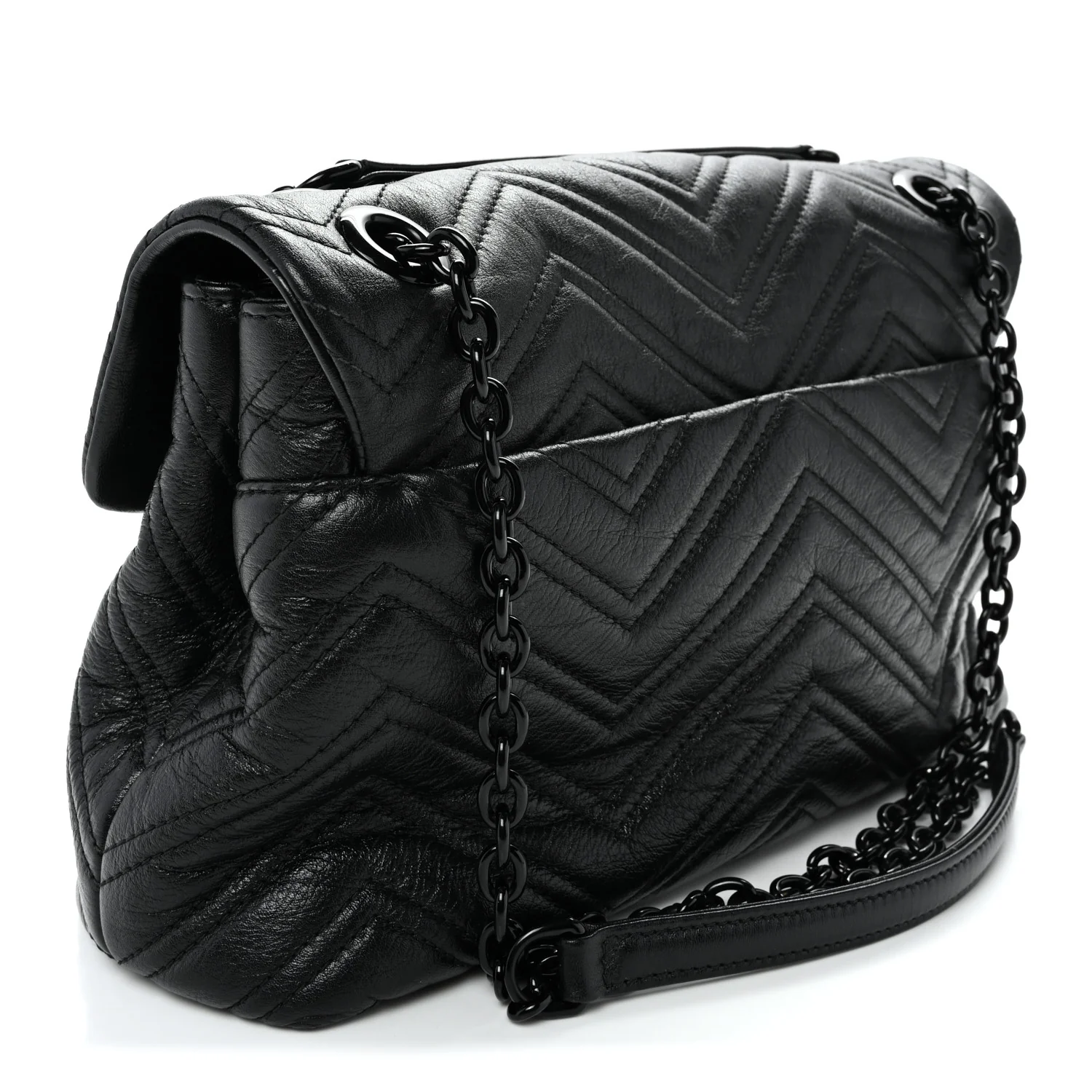 Soft Calfskin Matelasse Medium GG Marmont Shoulder Bag Black