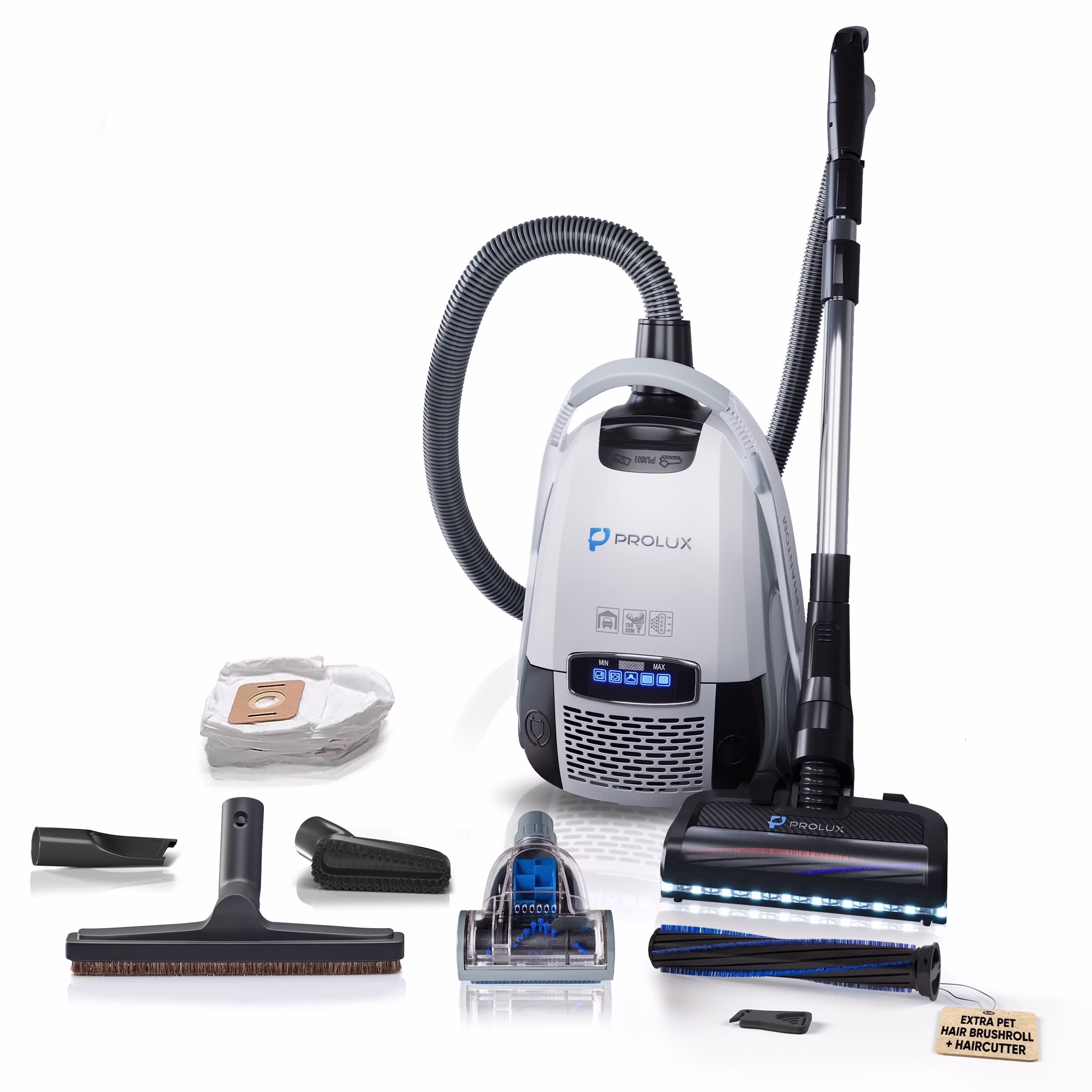 Prolux Phantom Bagged Canister Deep Cleaning PET Vacuum with Powerhead for Home