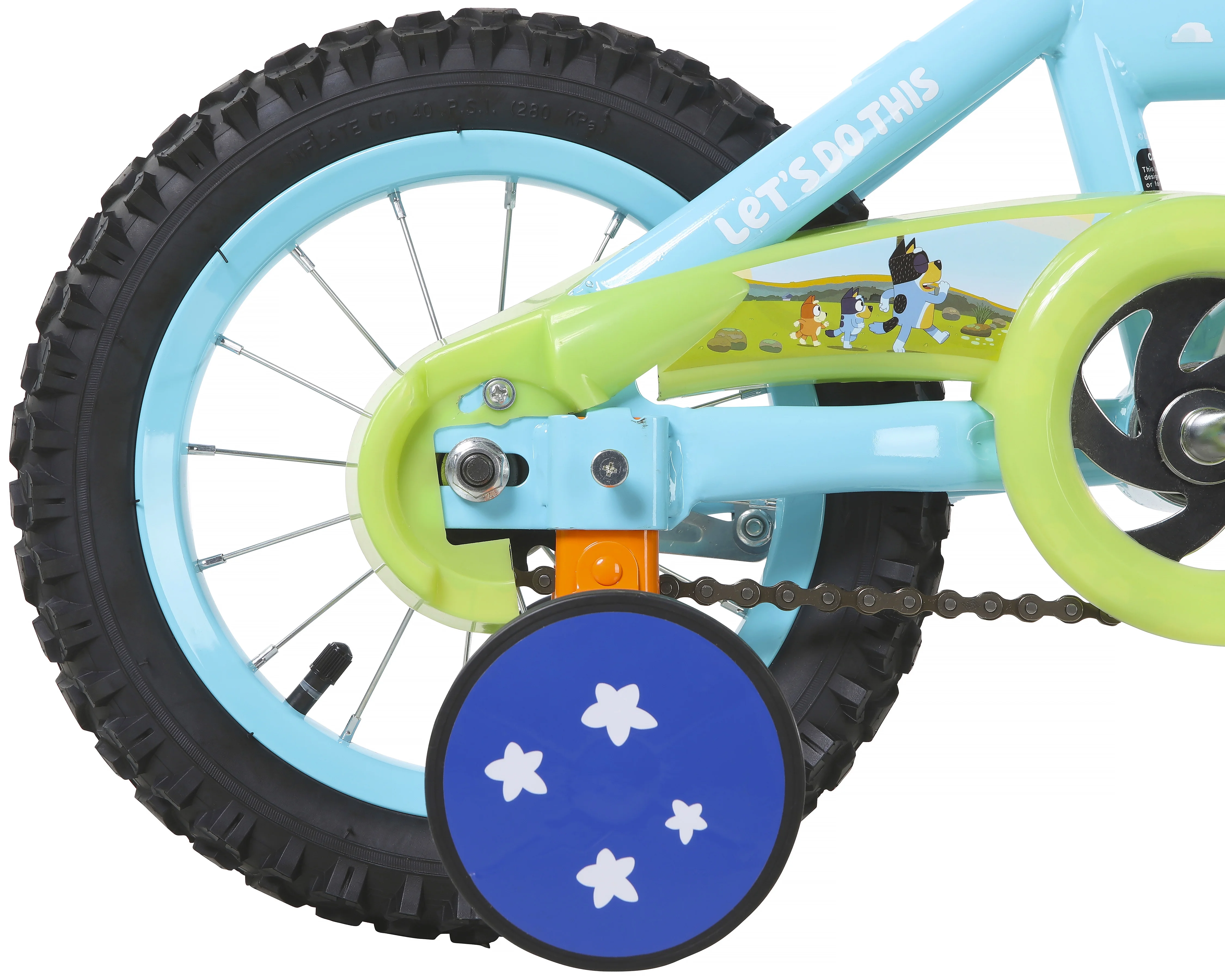 Bluey 12 - Inch Kids BMX Bike with Training Wheels, Plush Bag, Steel Frame, Coaster Brake, Ages 3 - 5