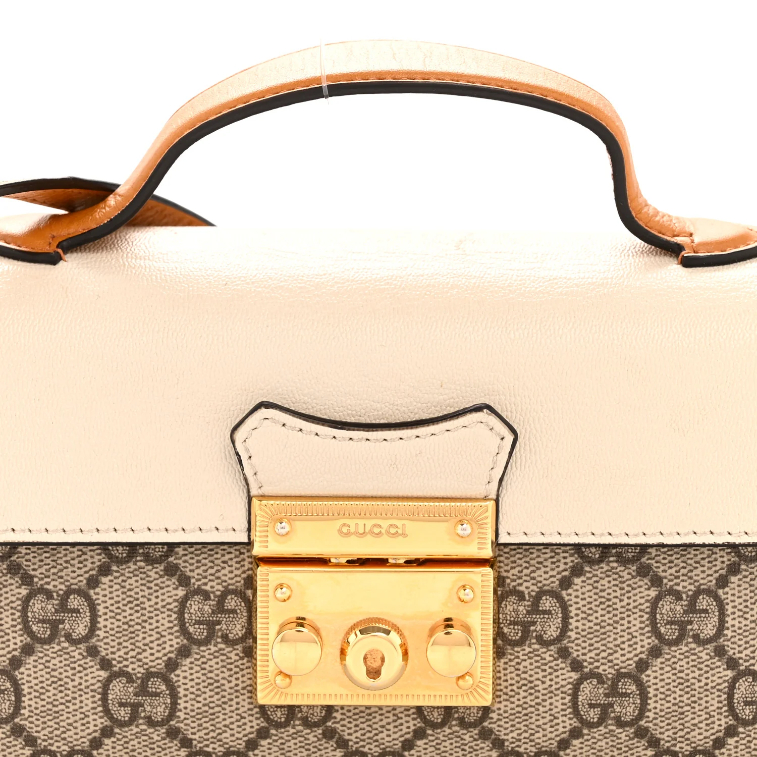 GG Supreme Monogram New Sakai Calfskin Mini Padlock Top Handle Shoulder Bag Beige Ebony Mystic White Sun Oil
