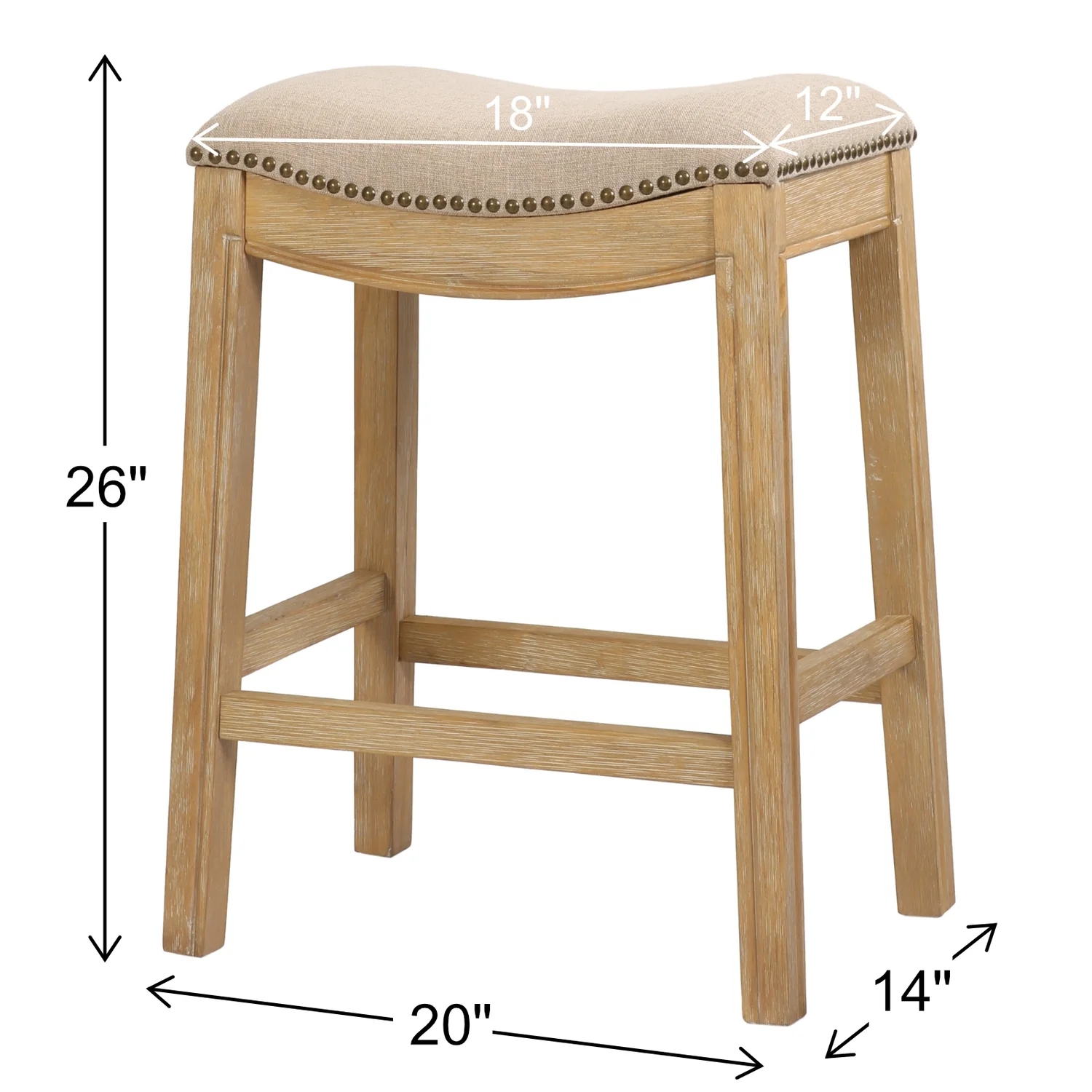 26" Saddle Wood Counter Height Stool Weathered Natural(Cream) - Image 8
