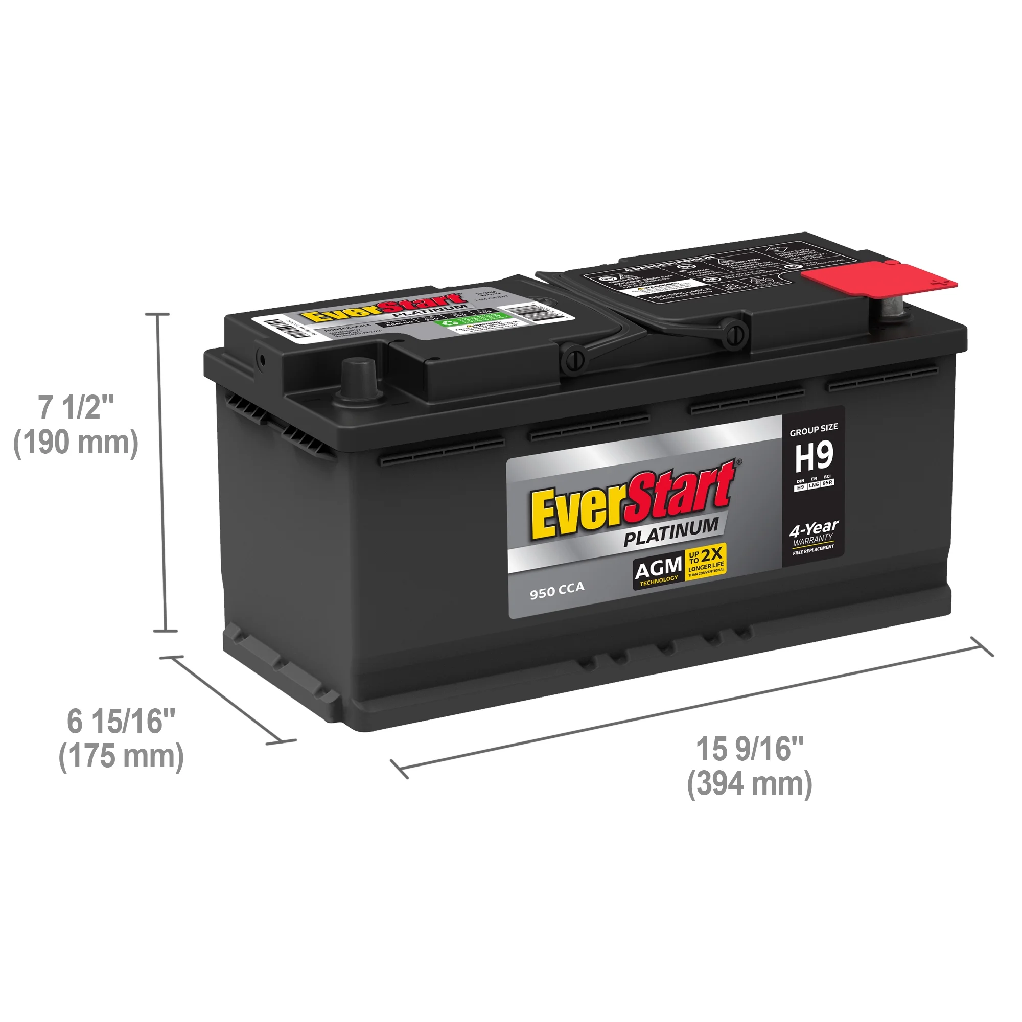 Platinum BOXED AGM Battery, Group Size H9 12 Volt, 950 CCA 105RC - Image 2