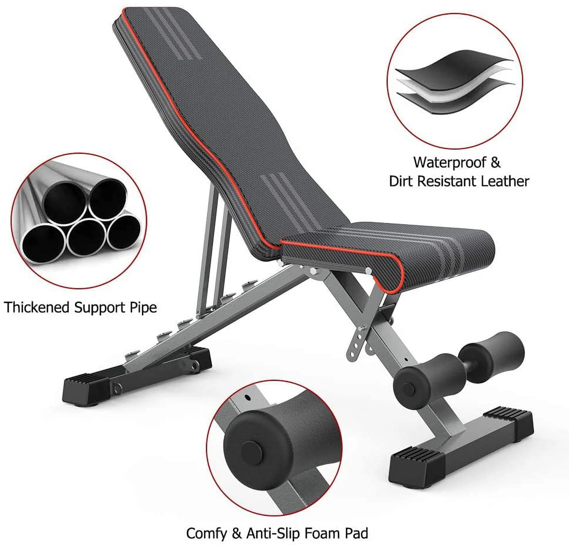 Delfy 13 Level Adjustable Weight Bench Commercial Multi-use/Foldable Home Training/Incline/Decline/Flat Workout Bench for Home Gym
