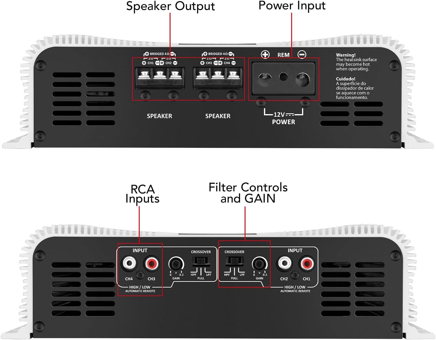 Taramp's DS 2000x4 2 Ohms 2000 Watts RMS 4-Channel 500x4 Watts RMS  Class D Full Range  Crossover High / Low Pass Fixed Bridgedable Car Audio Amplifier