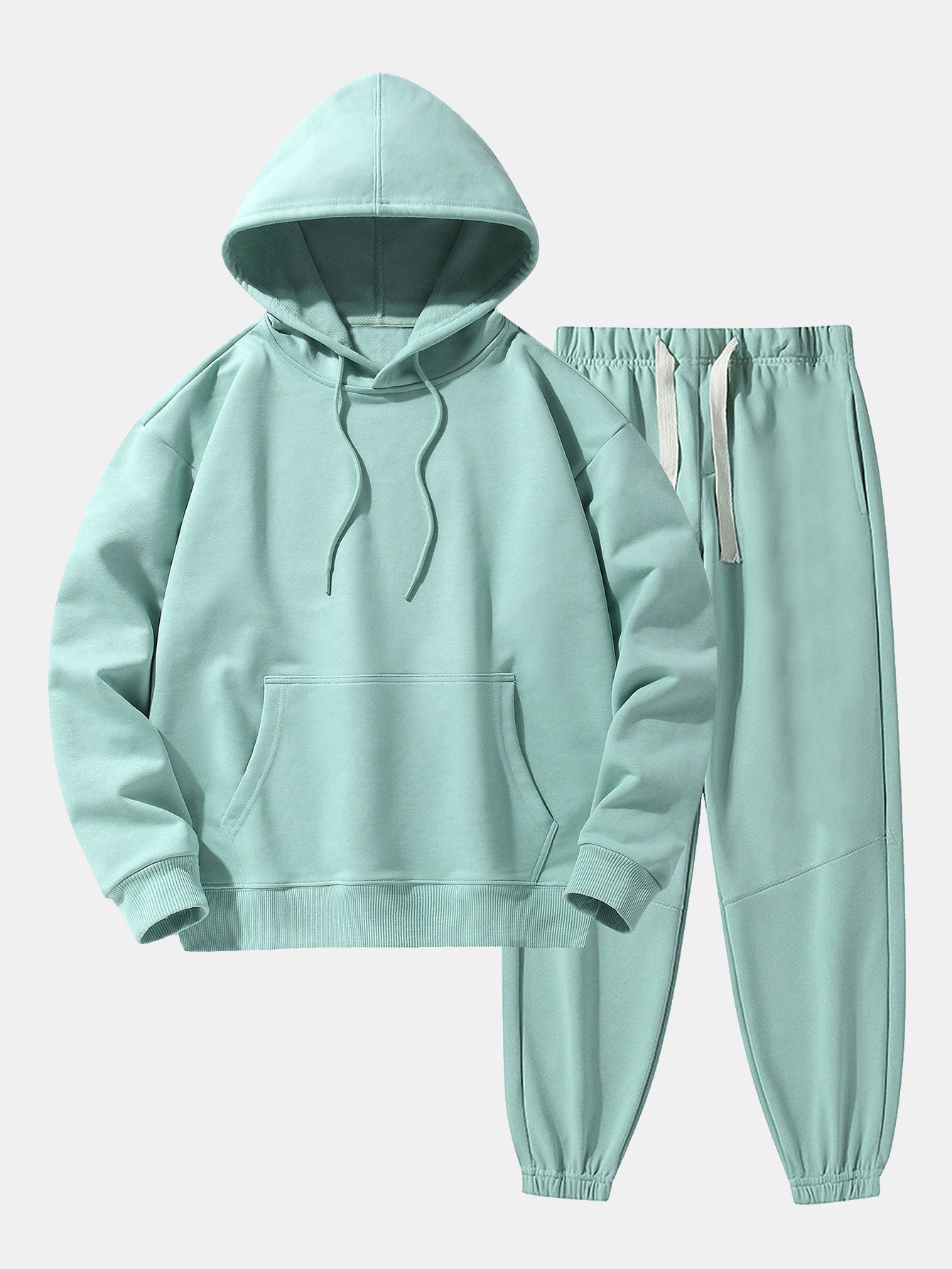 Sweat à capuche basique épais à épaules tombantes et pantalon de jogging