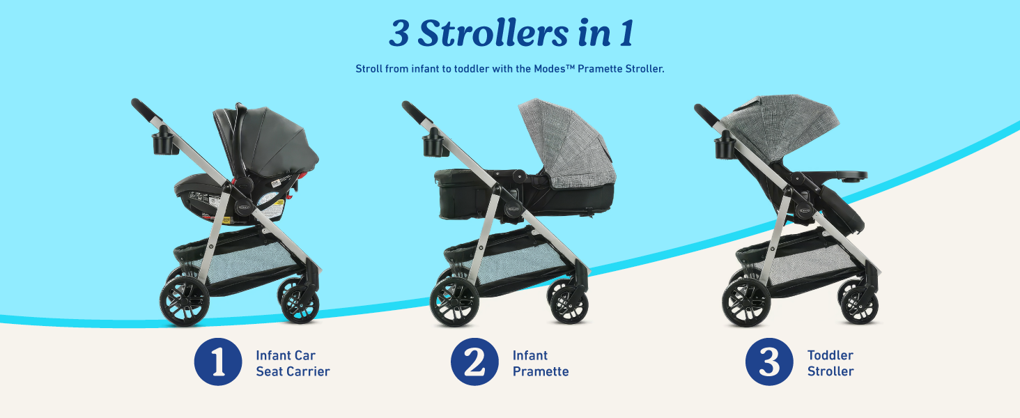 Graco Modes Pramette 3-in-1 Travel System infant car seat carrier infant pramette toddler stroller