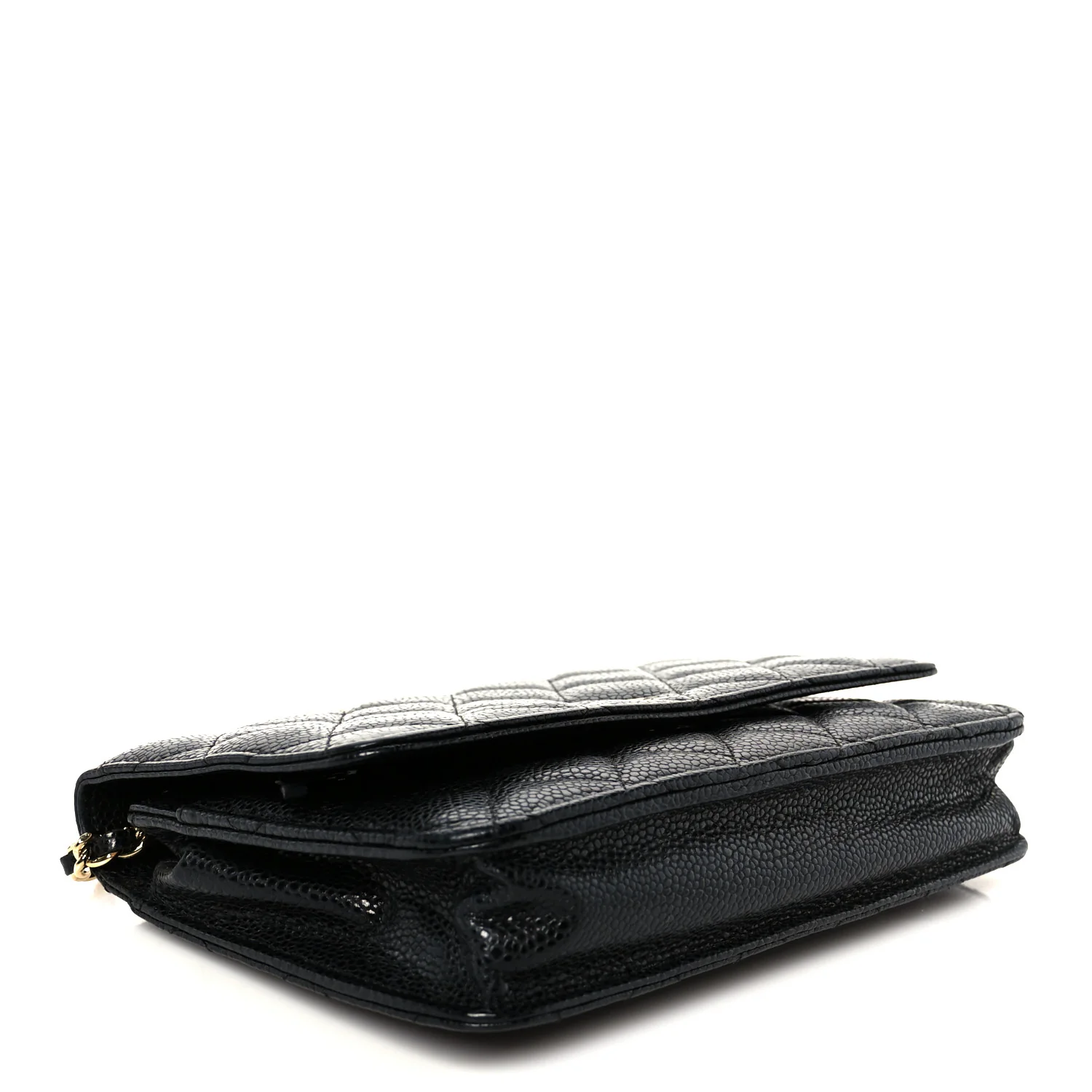 Caviar Quilted Wallet on Chain WOC Black