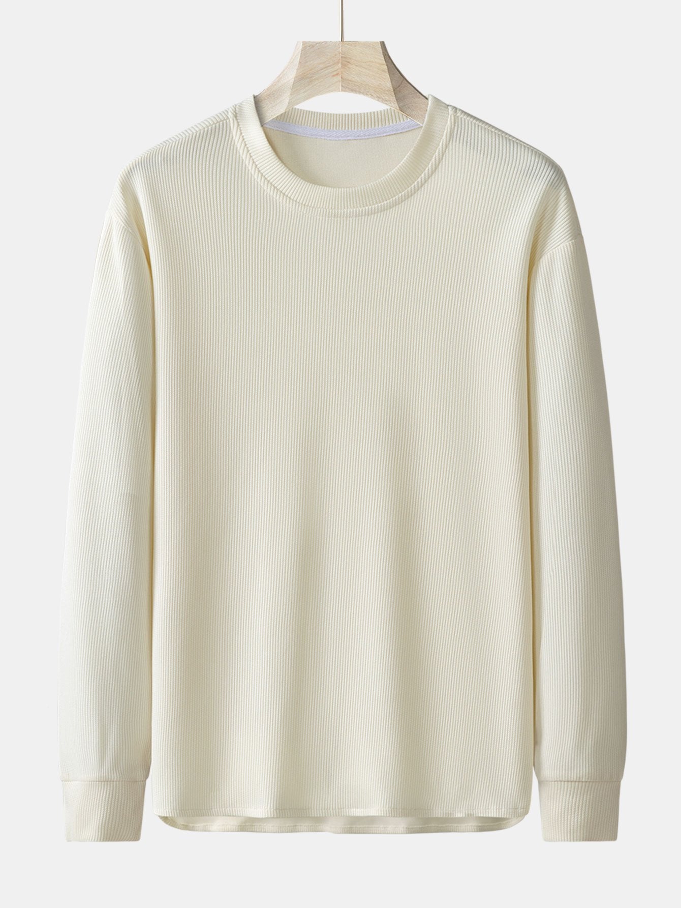 T-shirt à manches longues en maille côtelée et coupe décontractée