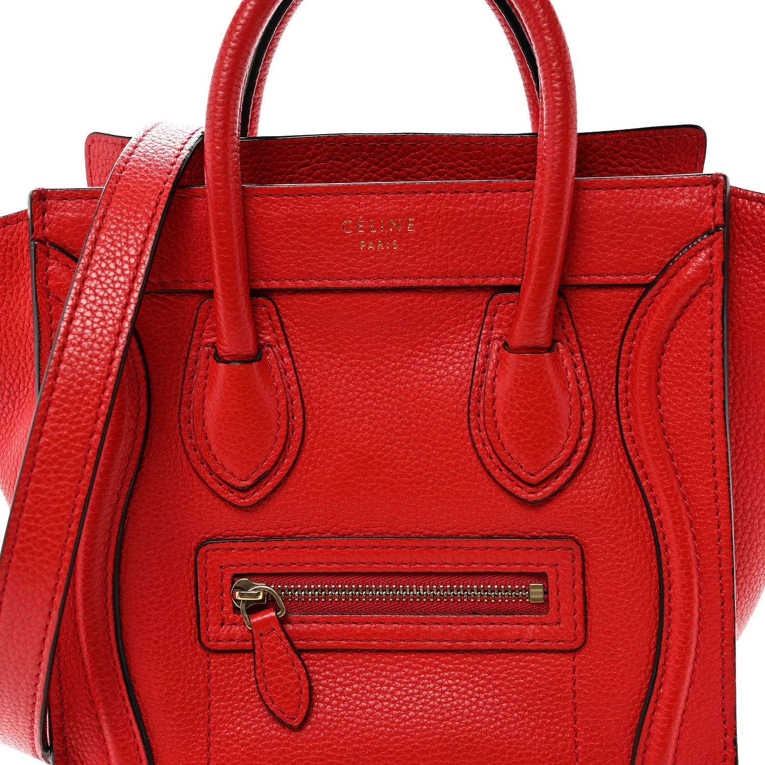 Drummed Calfskin Nano Luggage Vermillion