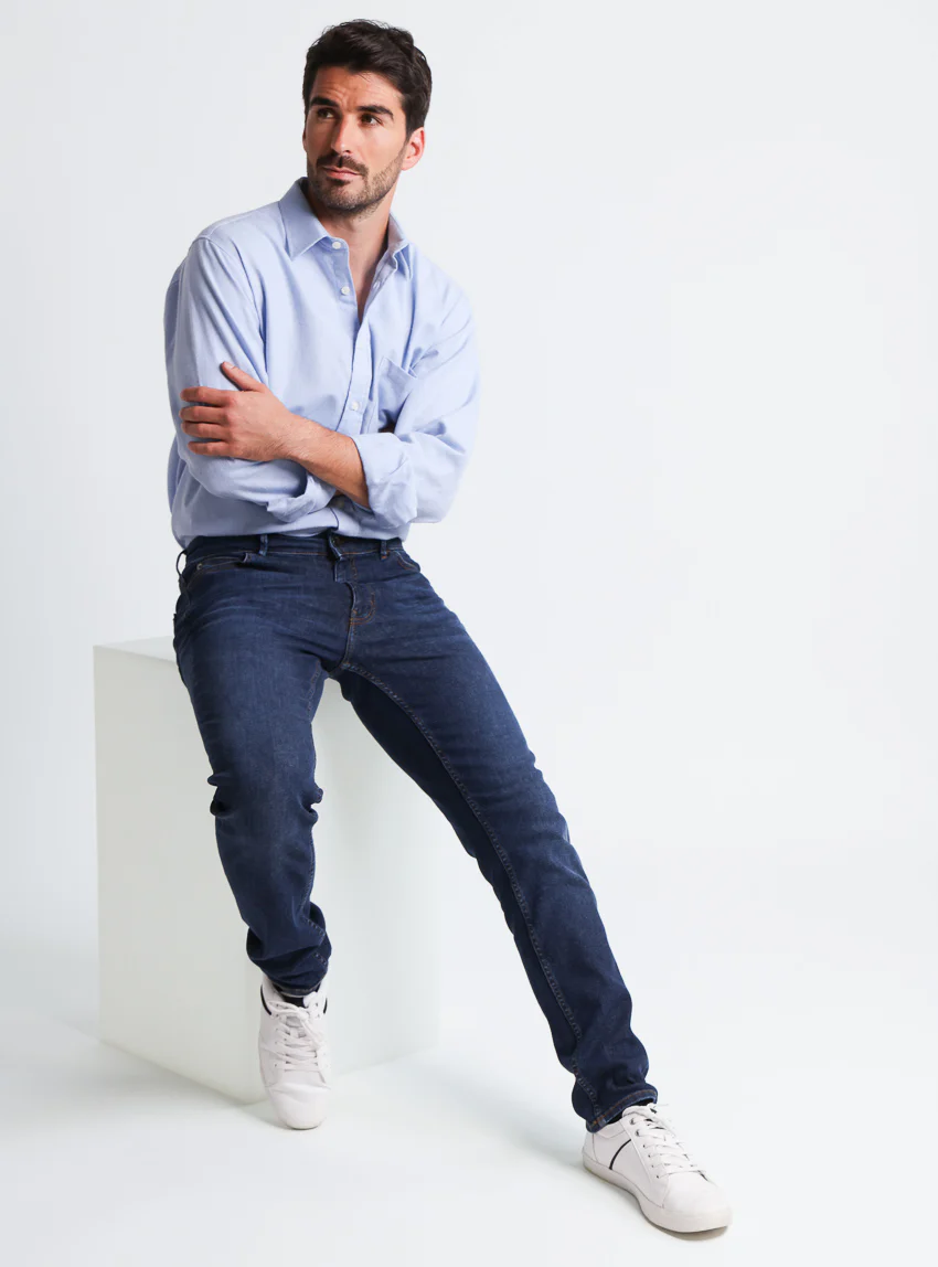 Chemise homme en laine et coton Bleu Clair