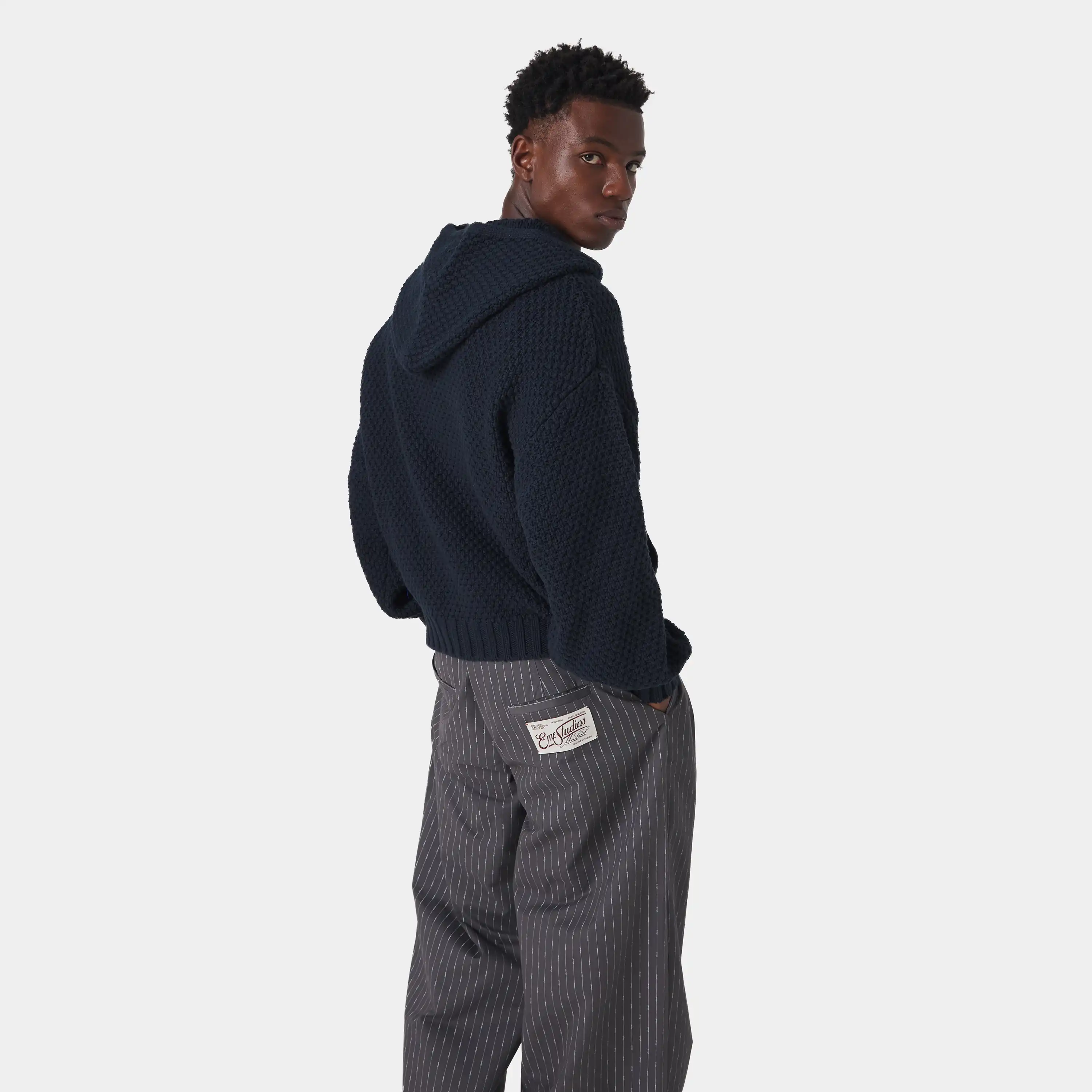 Pidgey Navy Knitted Oversized Hoodie