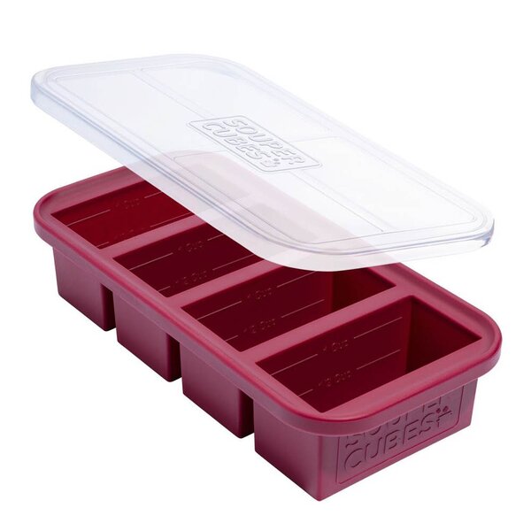 Matoppbevaring m/lokk silikon 1-cup 4x250 ml cranberry