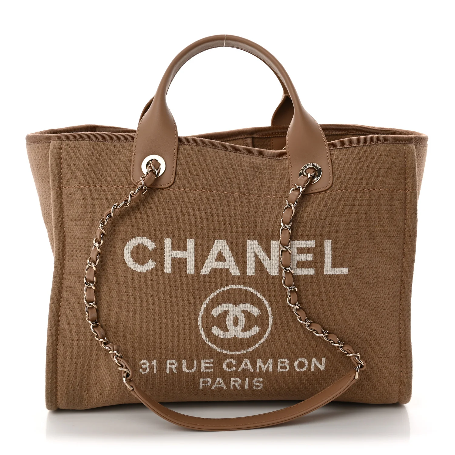 Mixed Fibers Small Deauville Tote Dark Beige