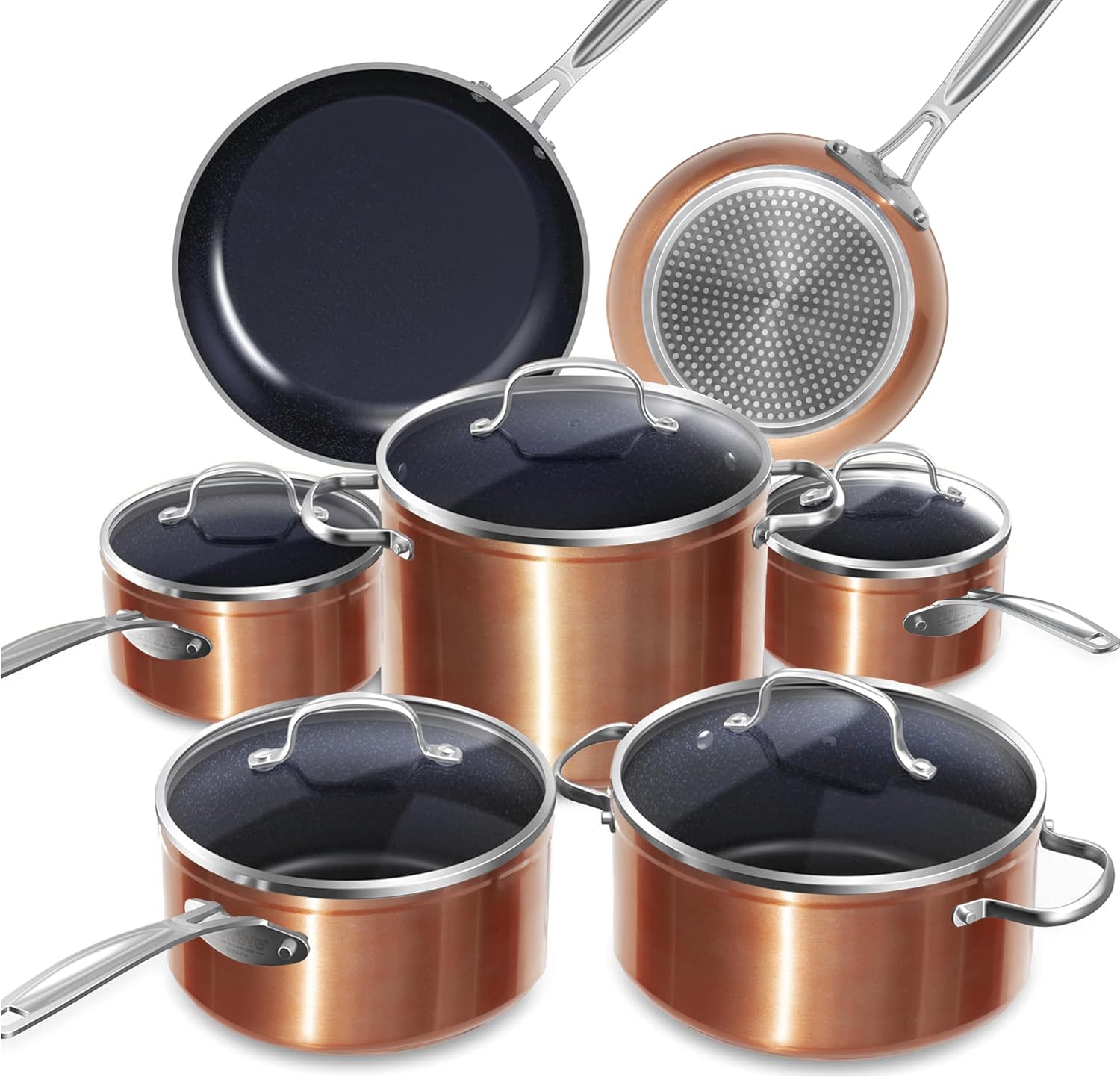 Nuwave Healthy Duralon Blue Ceramic Nonstick Cookware Set, PFAS Free