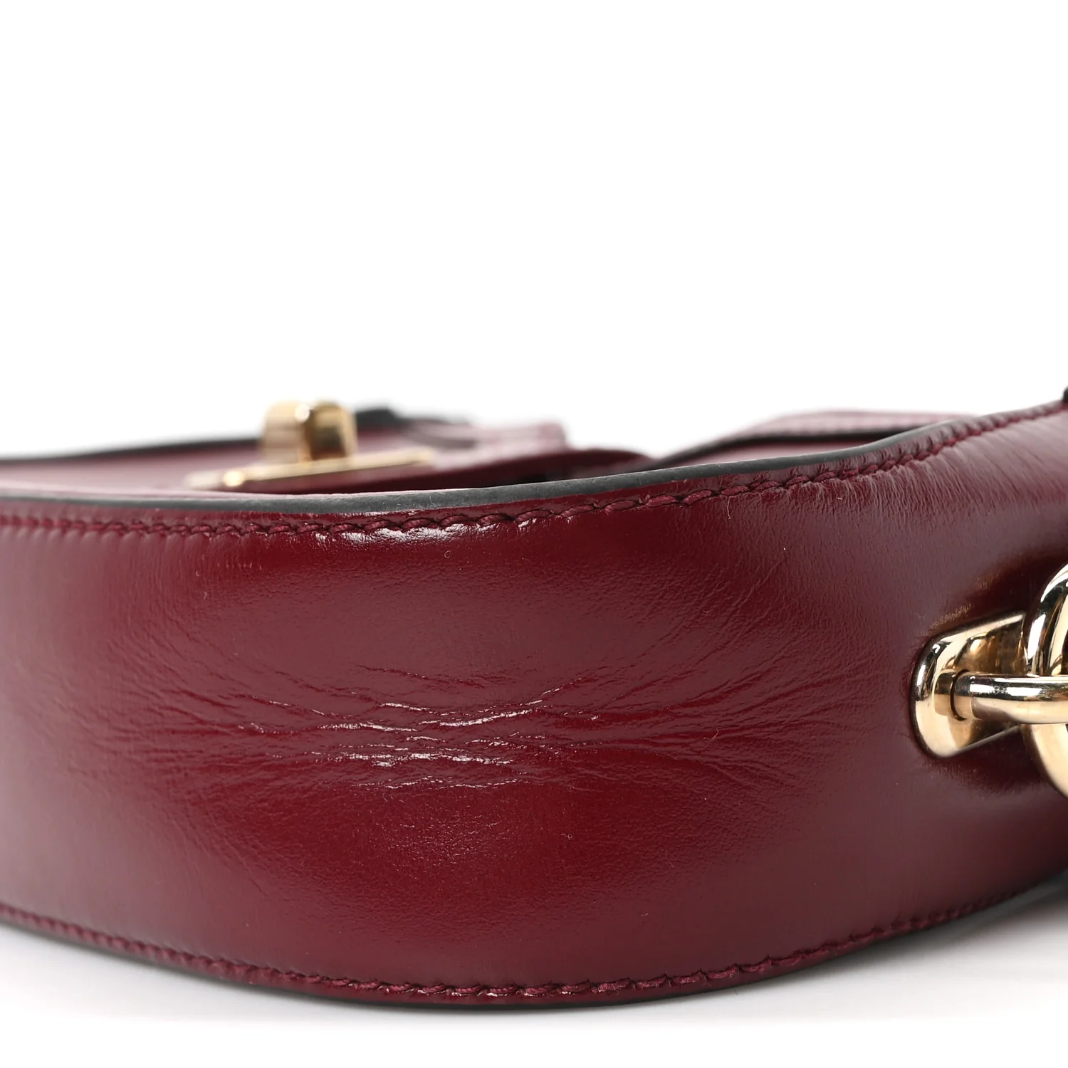 Calfskin Mini Moon Side Shoulder Bag Rosso Ancora