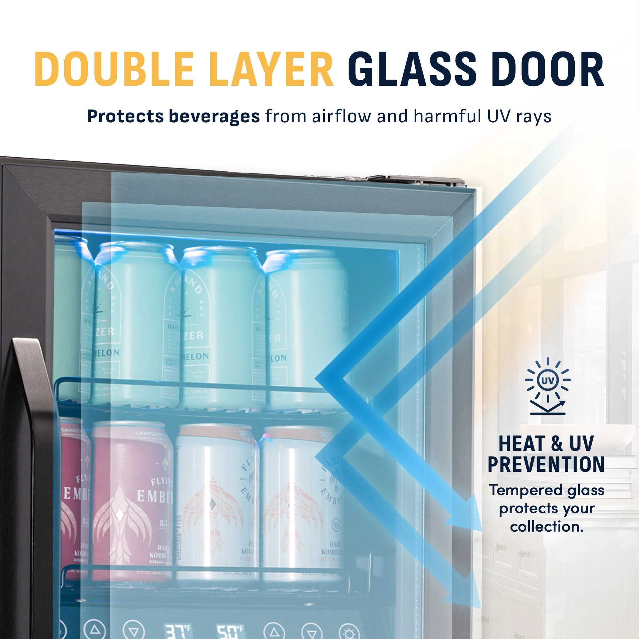 Newair 80-Can, 33-Bottle Built-in Black Beverage Fridge - 15