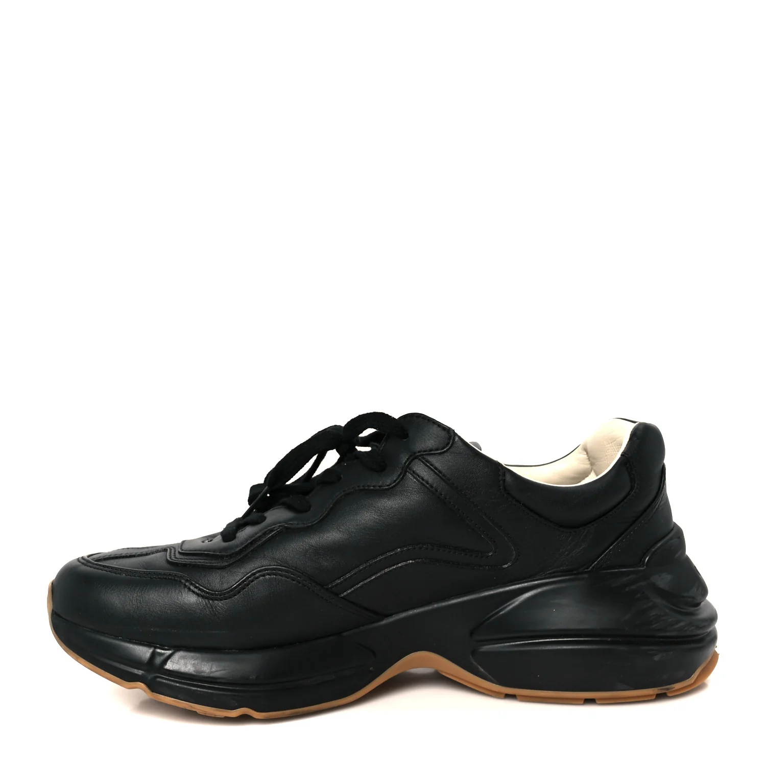 Calfskin Iridescent Logo Mens Rhyton Sneakers 8.5 Black