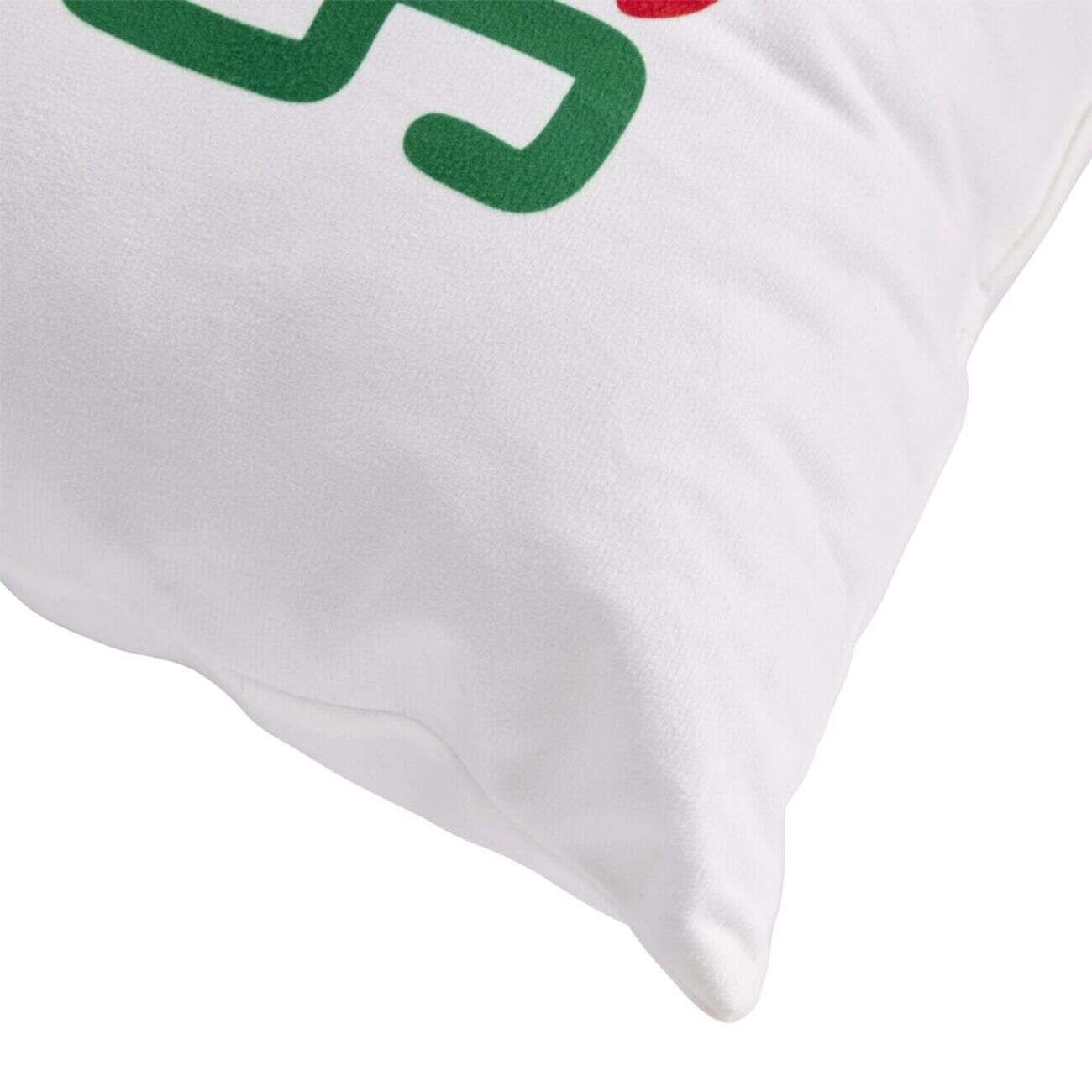 Coussin carré inscription Chili Spicy motif piment blanc vert rouge 40x40cm