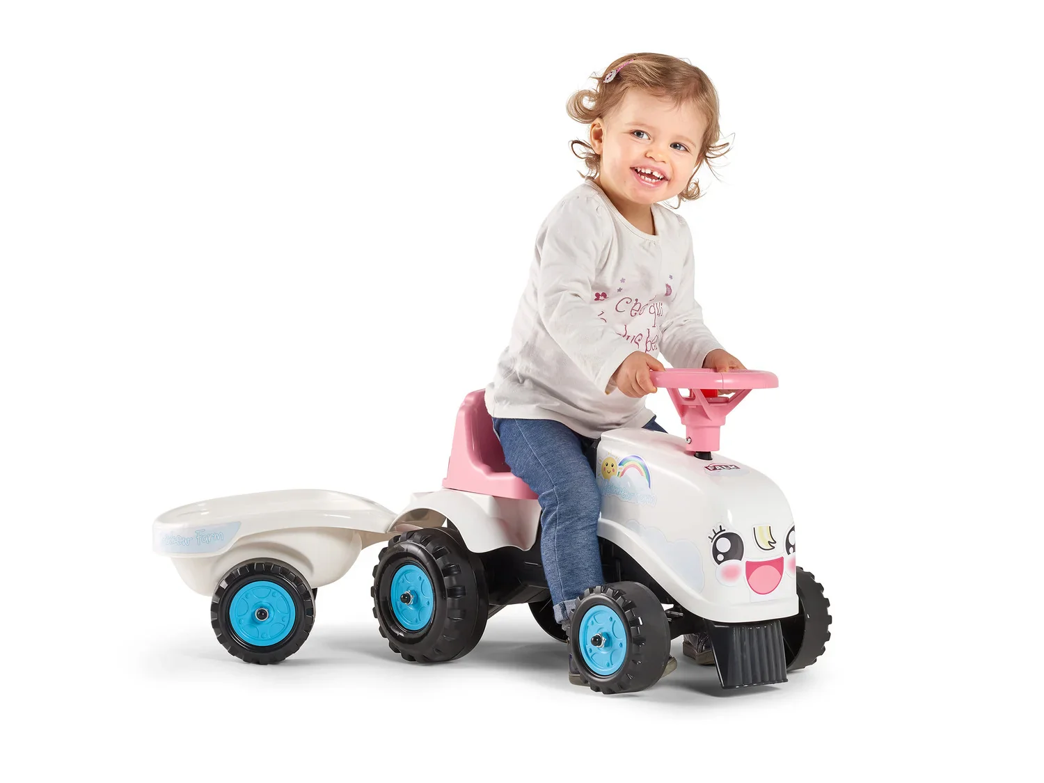 Falk Tracteur Rainbow Farm avec remorque