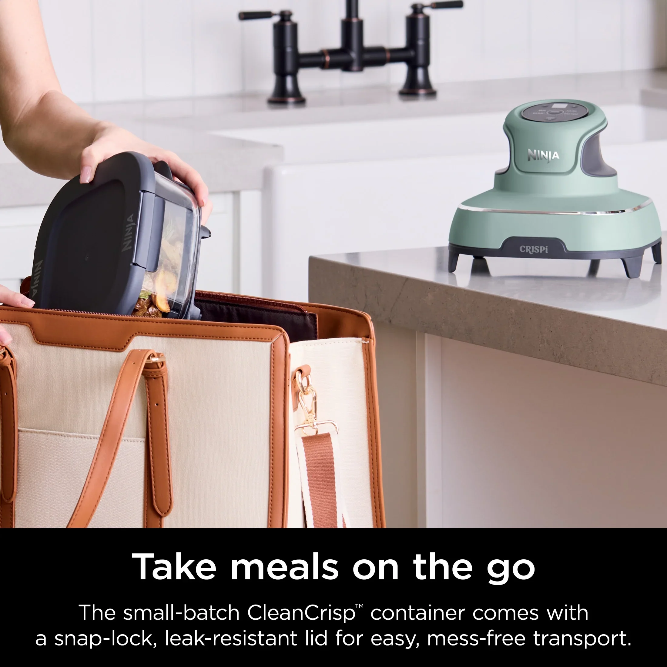Ninja Crispi 4-in-1 Portable Glass Air Fryer Cooking System, 4-Qt & 6-Cup Containers, Cyberspace