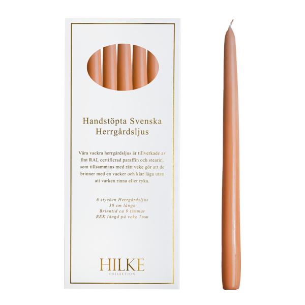 Herregårdslys 30 cm 6 stk aprikos