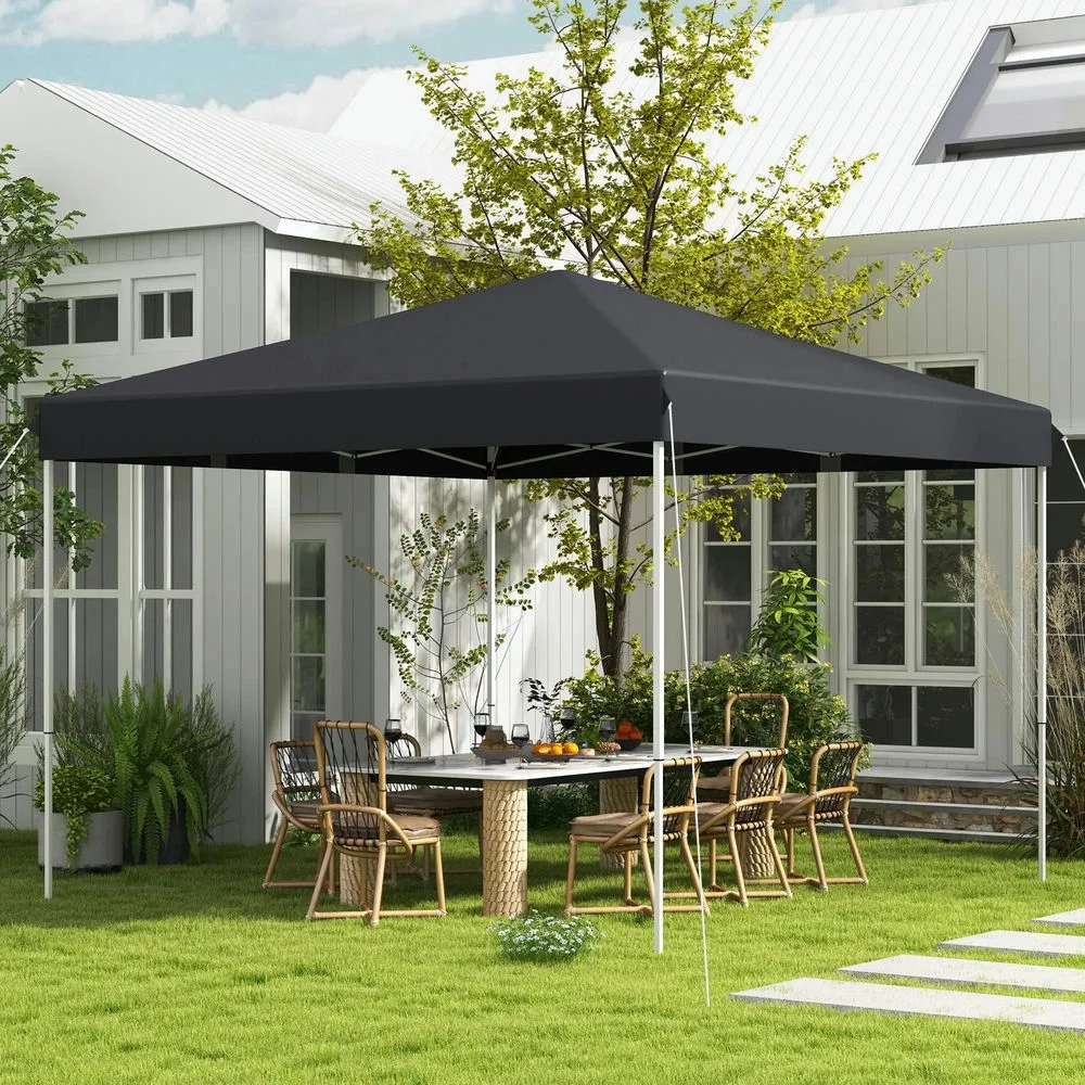 GVN Backyard Garden Canopy, Camping Canopy Screen Tent,13' x 13' Pop Up Canopy Tent with Height Adjustable, Carry Bag, Gray