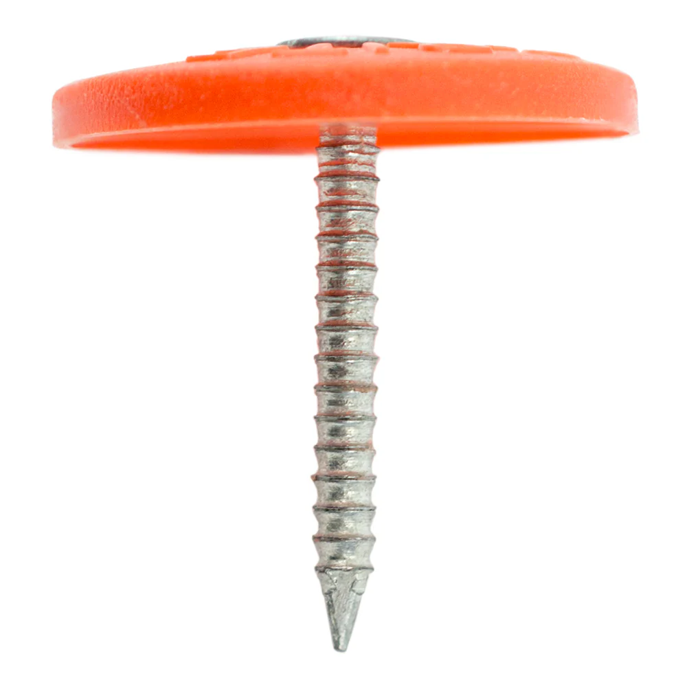 Grip-Rite 7/8 in Plastic Round Cap Nails, Ring Shank, Electrogalvanized, 2,000-Count Box (PRC-78)
