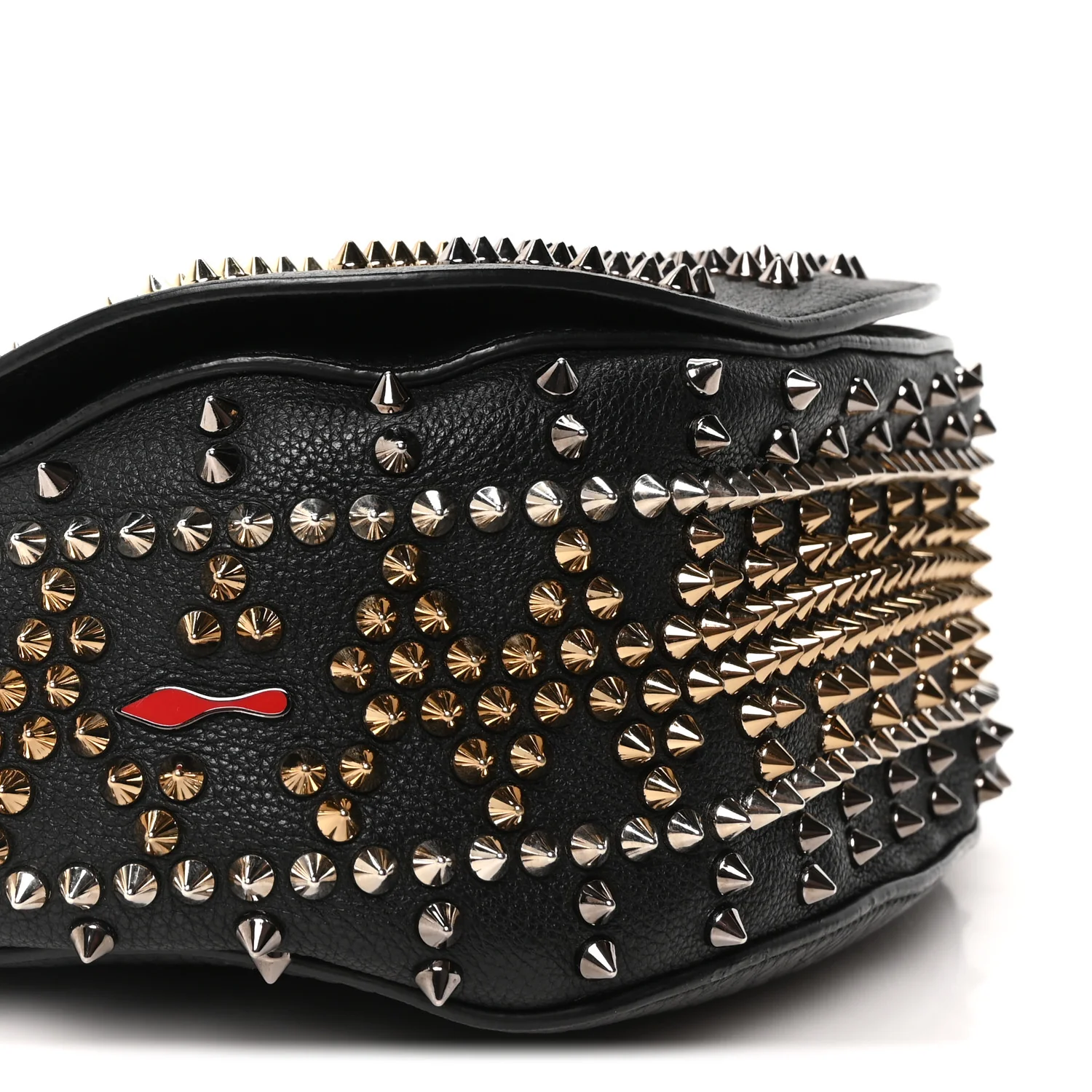 Calfskin Mix Chevron Spikes Panettone Messenger Black