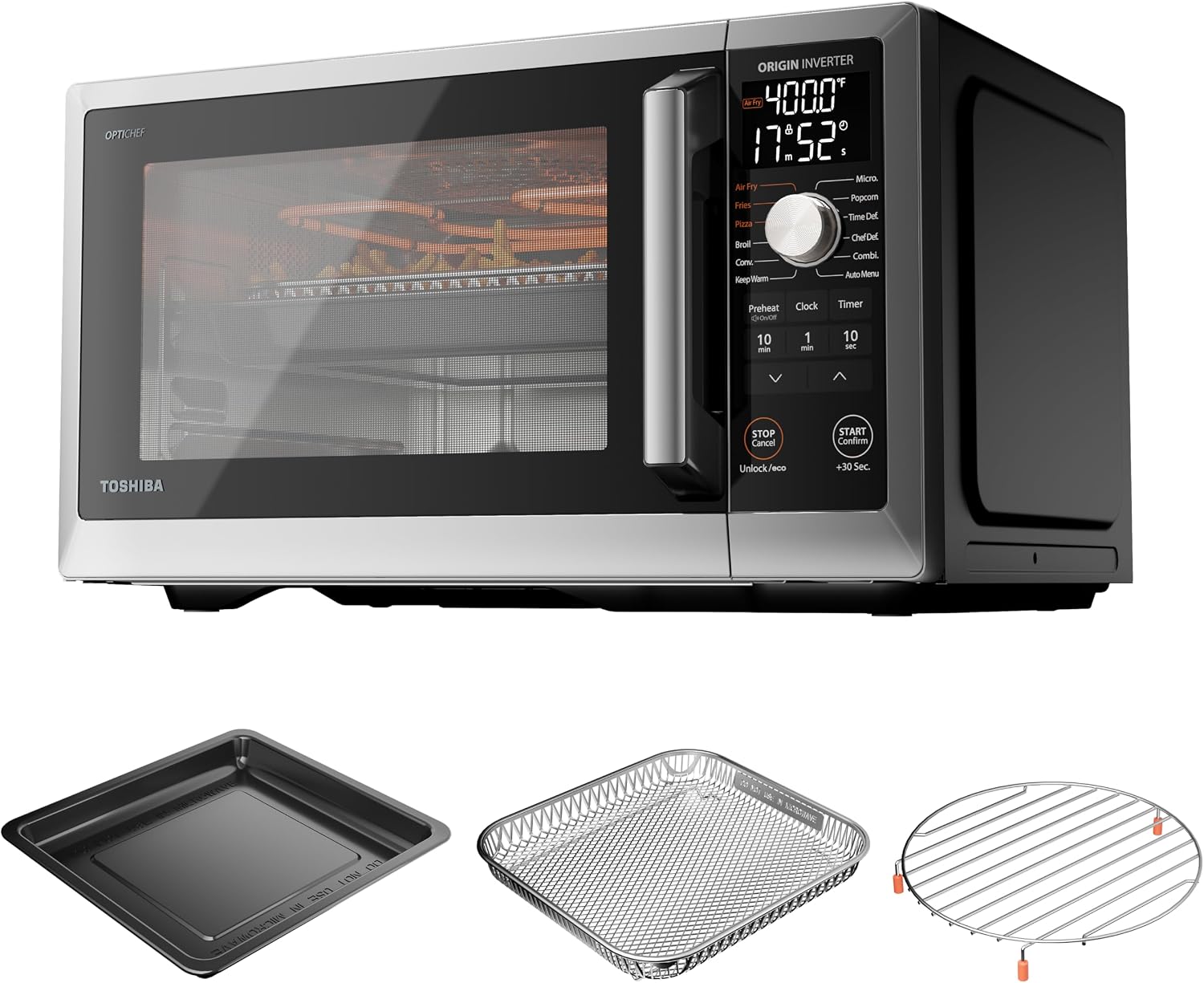 TOSHIBA OptiChef PRO MAX Air Fryer Combo Microwave Oven, 1.3 Cu.Ft, 1100W