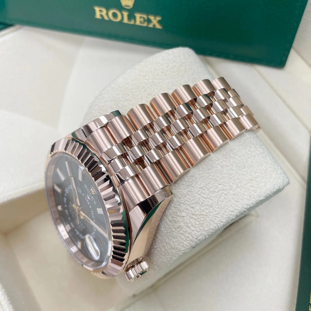[Super Clone]RLX  Sky-Dweller 42mm Rose Gold Blue Dial Jubilee - 336935
