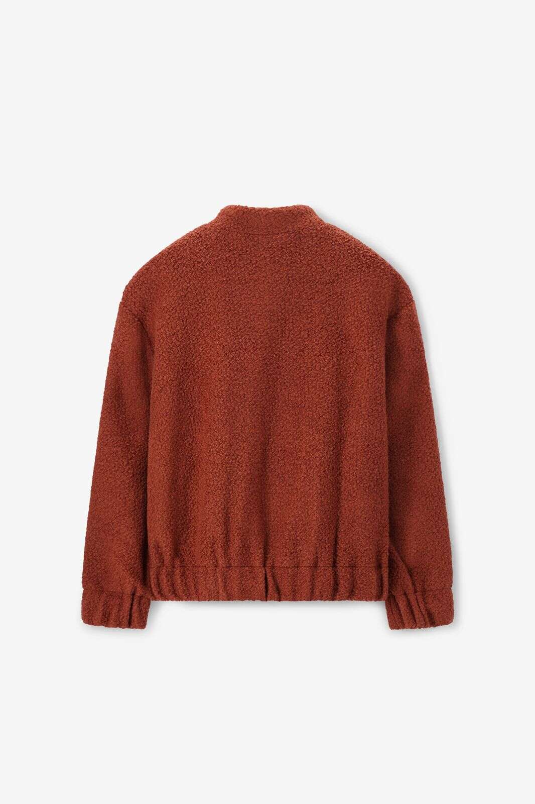 Bruine wollen boucl&eacute; jas