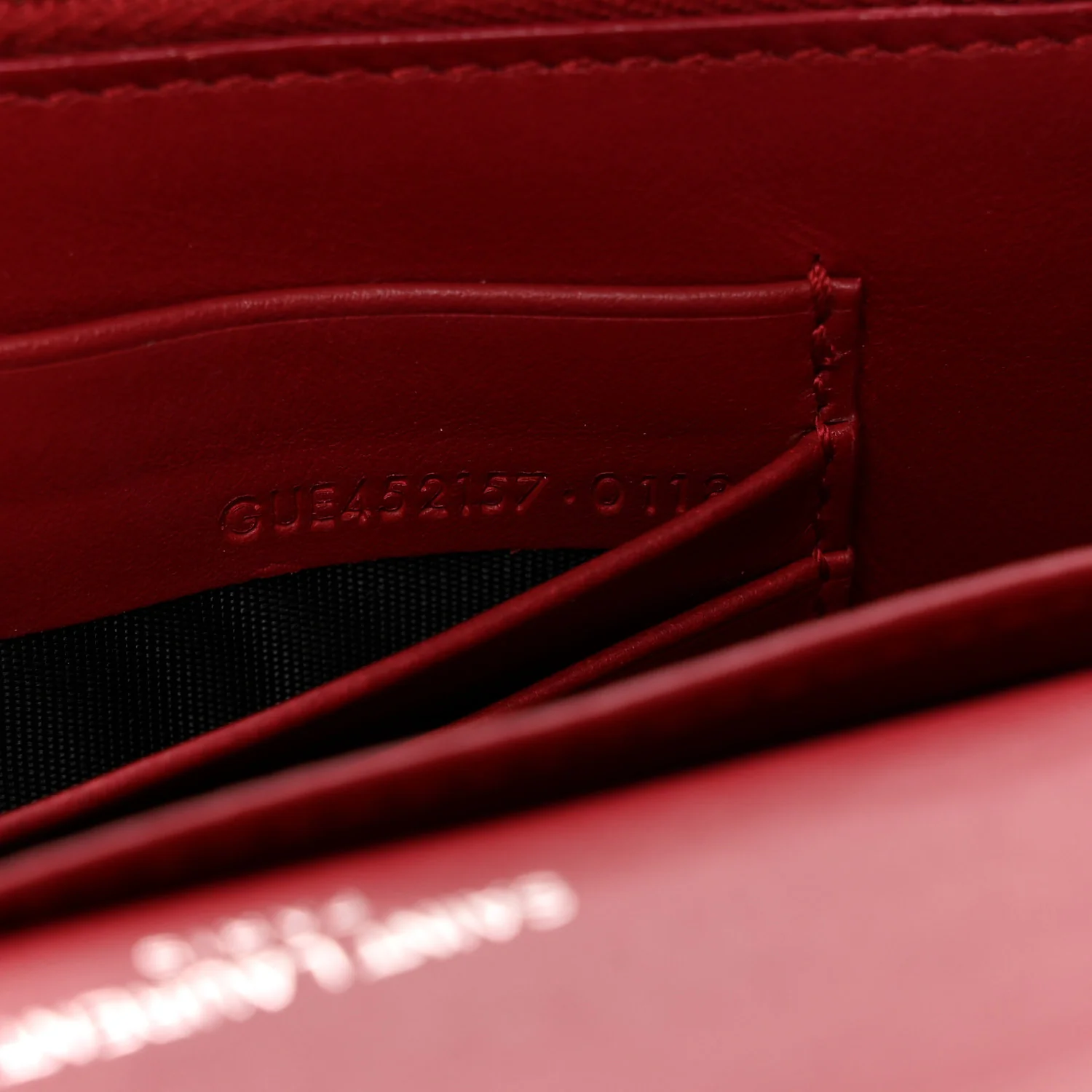 Calfskin Crocodile Embossed Monogram Sunset Chain Wallet Rouge Eros