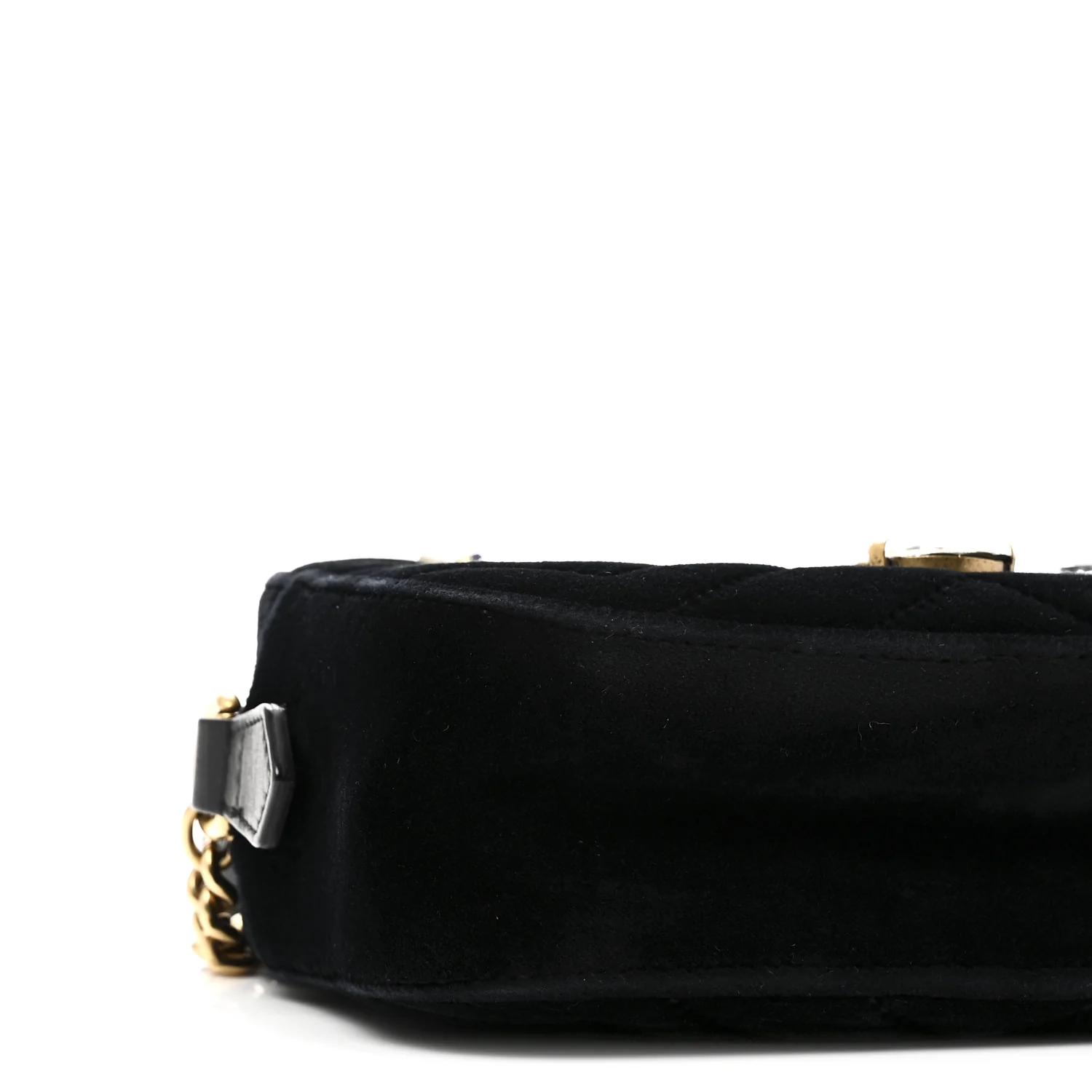 Velvet Matelasse Marquise Crystals Mini GG Marmont Chain Shoulder Bag Black