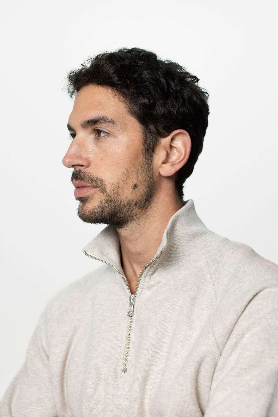 Beige sweater met rits