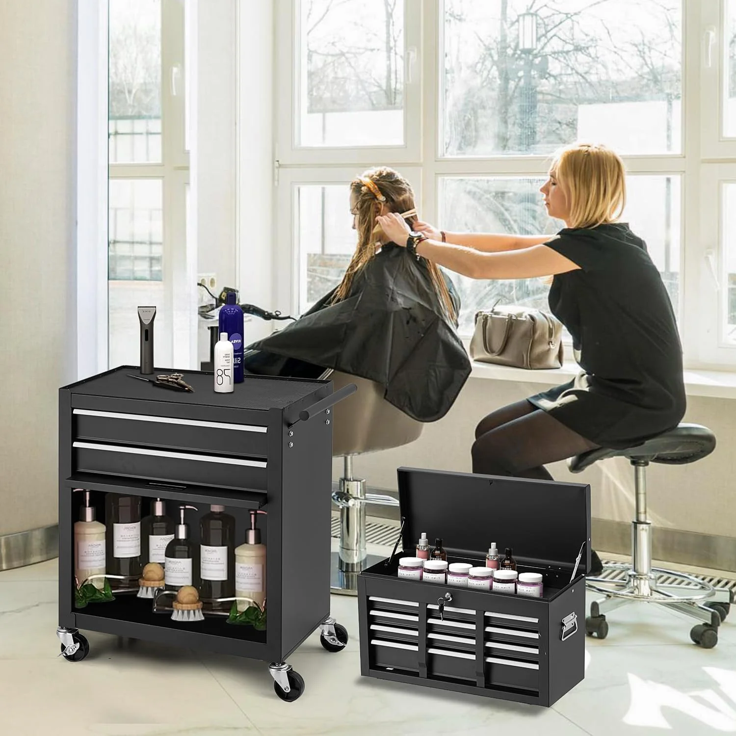 AECOJOY Rolling Tool Chest with Wheels and  8 Drawers, Detachable Metal Tool Box with Drawers