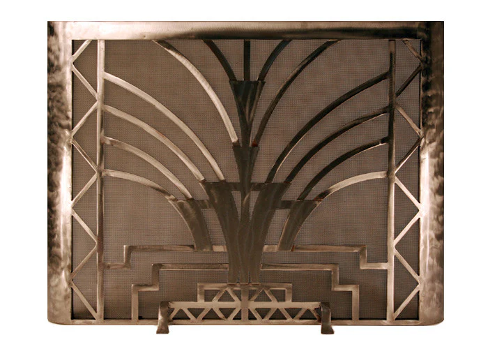 Burnished Art Deco Freestanding Fireplace Screen - TA Screen Specialist, Inc.