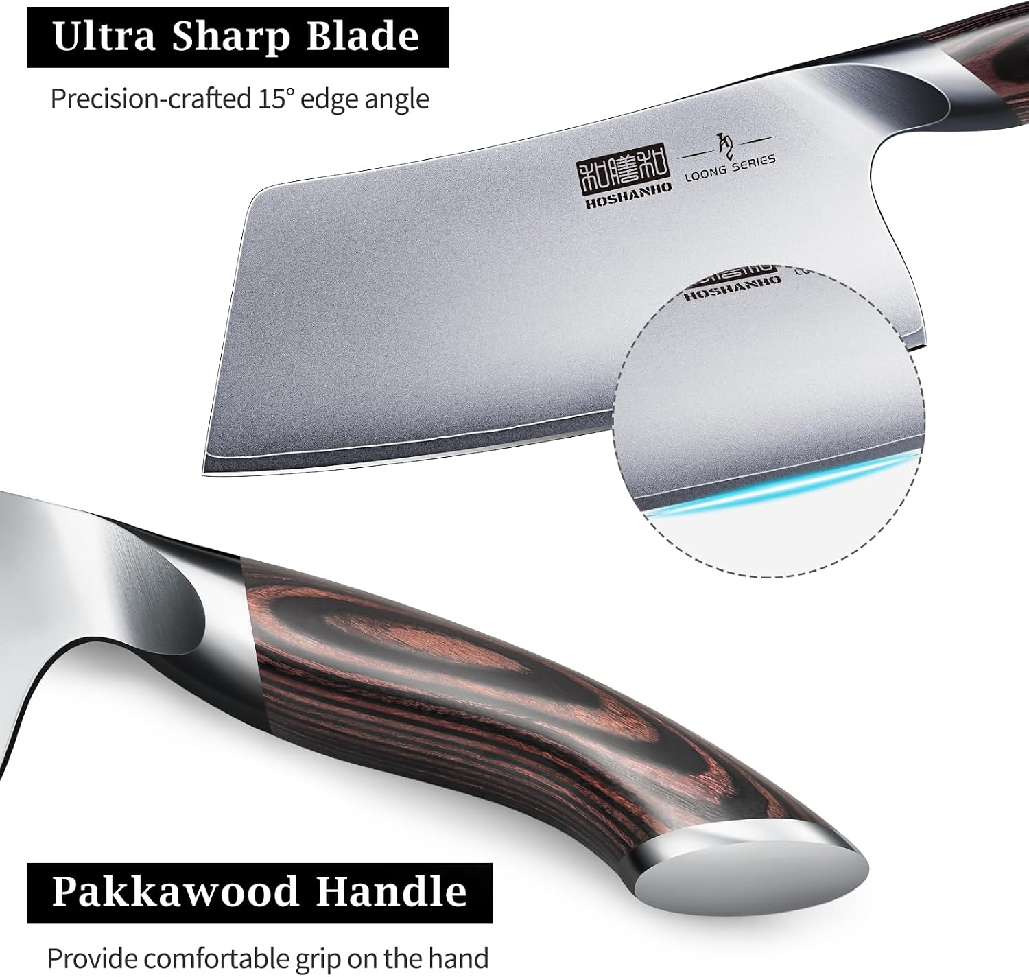 HOSHANHO Cleaver Knife 7 Inch, Ultra Sharp Vegetable Meat Chopper Knife
