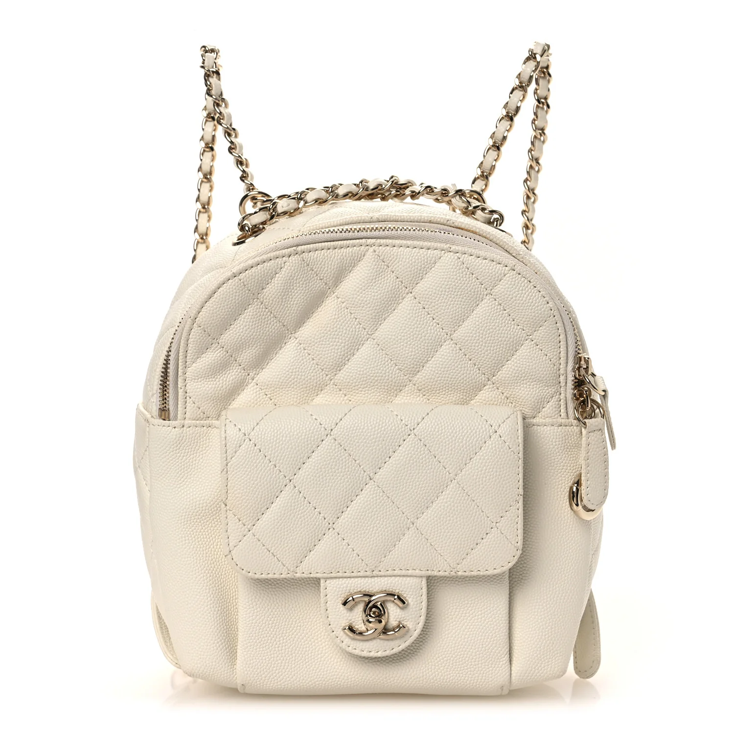 Caviar Quilted Small CC Day Backpack White