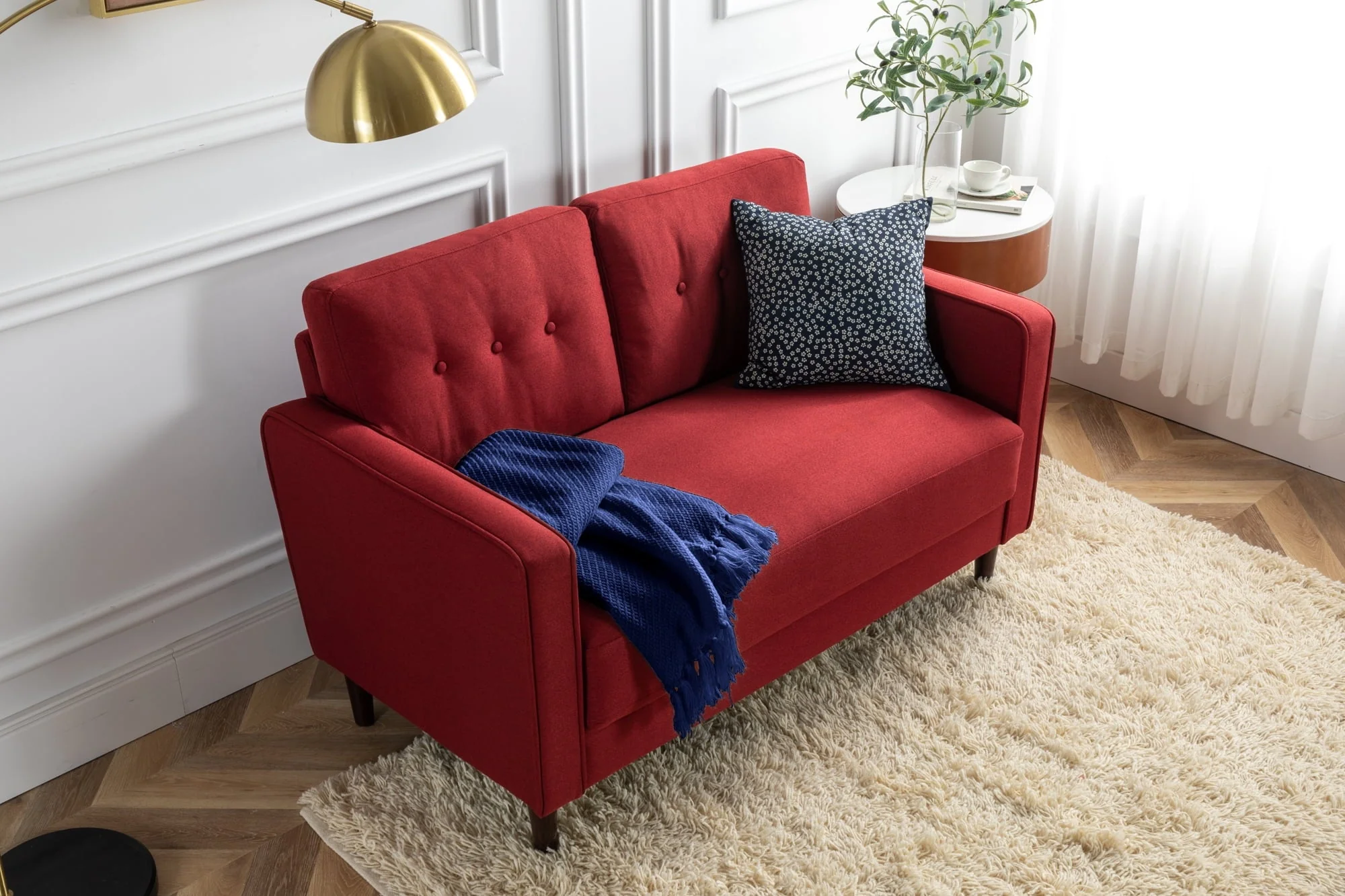 Mikhail 2 Seater Loveseat, Ruby Red Image 3