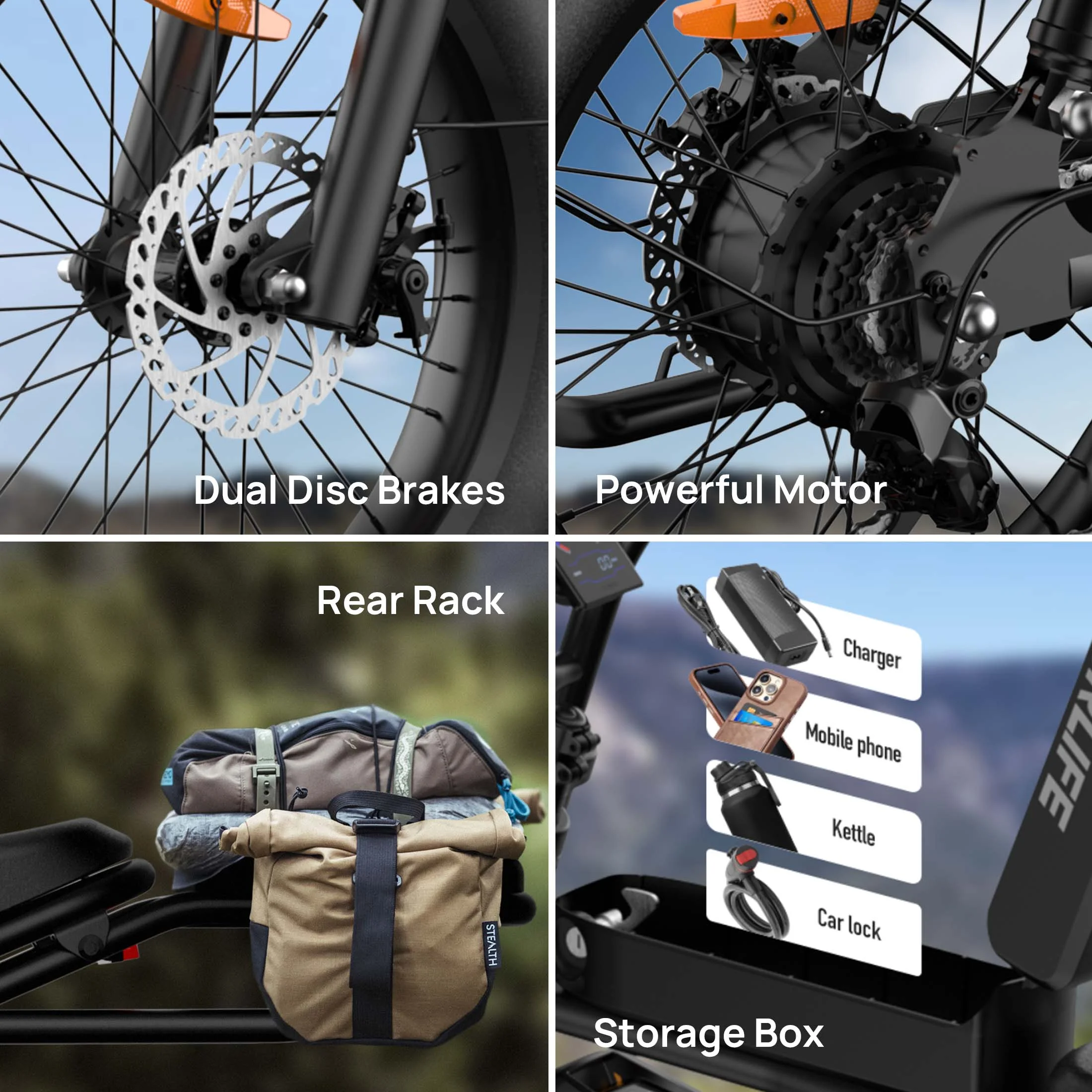 1500W Electric Bike for Adults,20"4.0 Fat Tire Ebike,48V 15.6Ah Removable Battery,7-Speed E-Mountain Bikes,All-Terrain Off-Road Electric Bicycle,UL2849 Certified(Black)(BLACK/standard) - Image 8