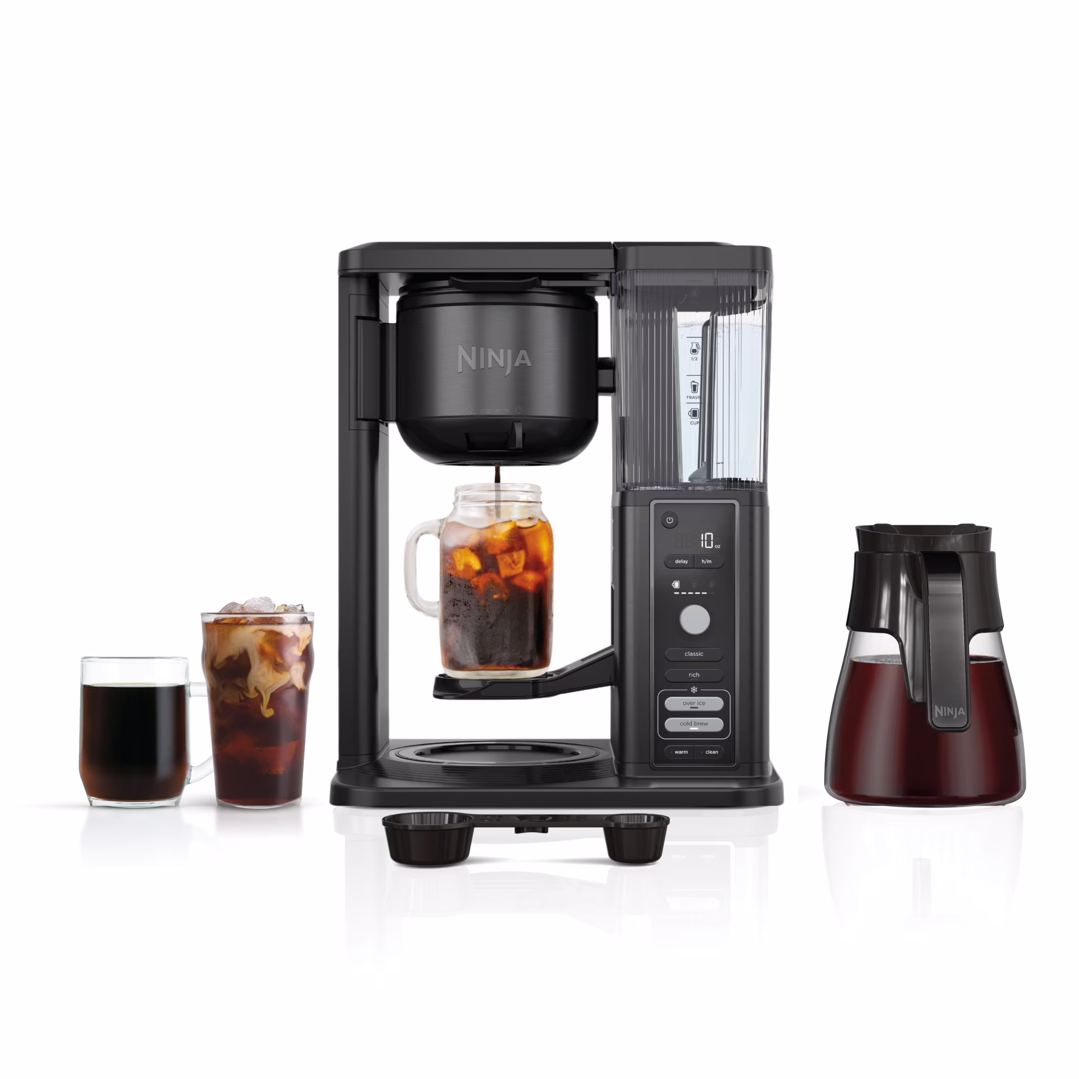 Hot Iced Coffee Maker, Single Serve to 10 Cup Carafe, Drip, Rapid Cold Brew, CM360 Black(Black)