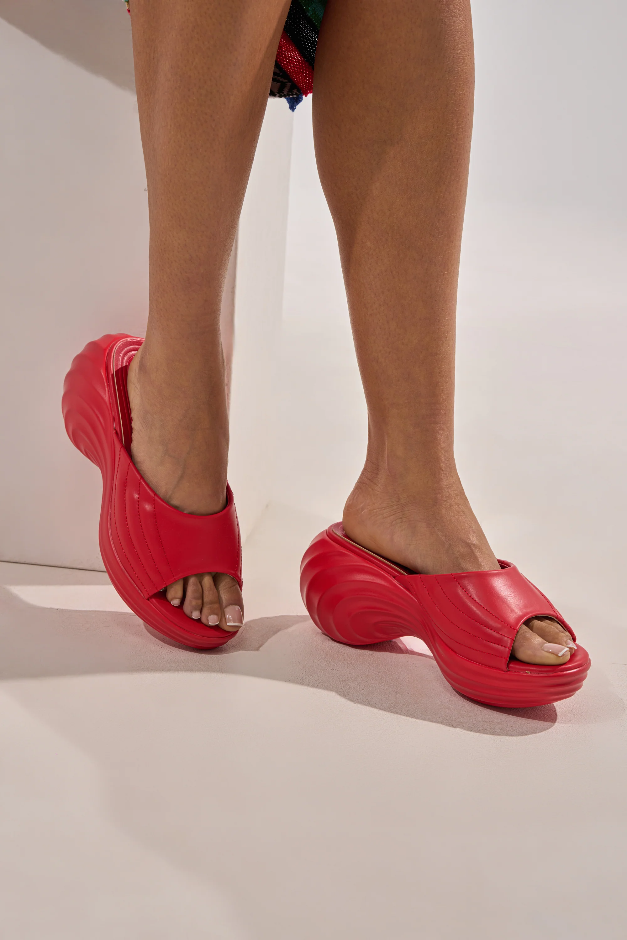 AZALEA WANG MIRAGE RED PU FLATFORM SLIP ON SANDAL - Akira Store